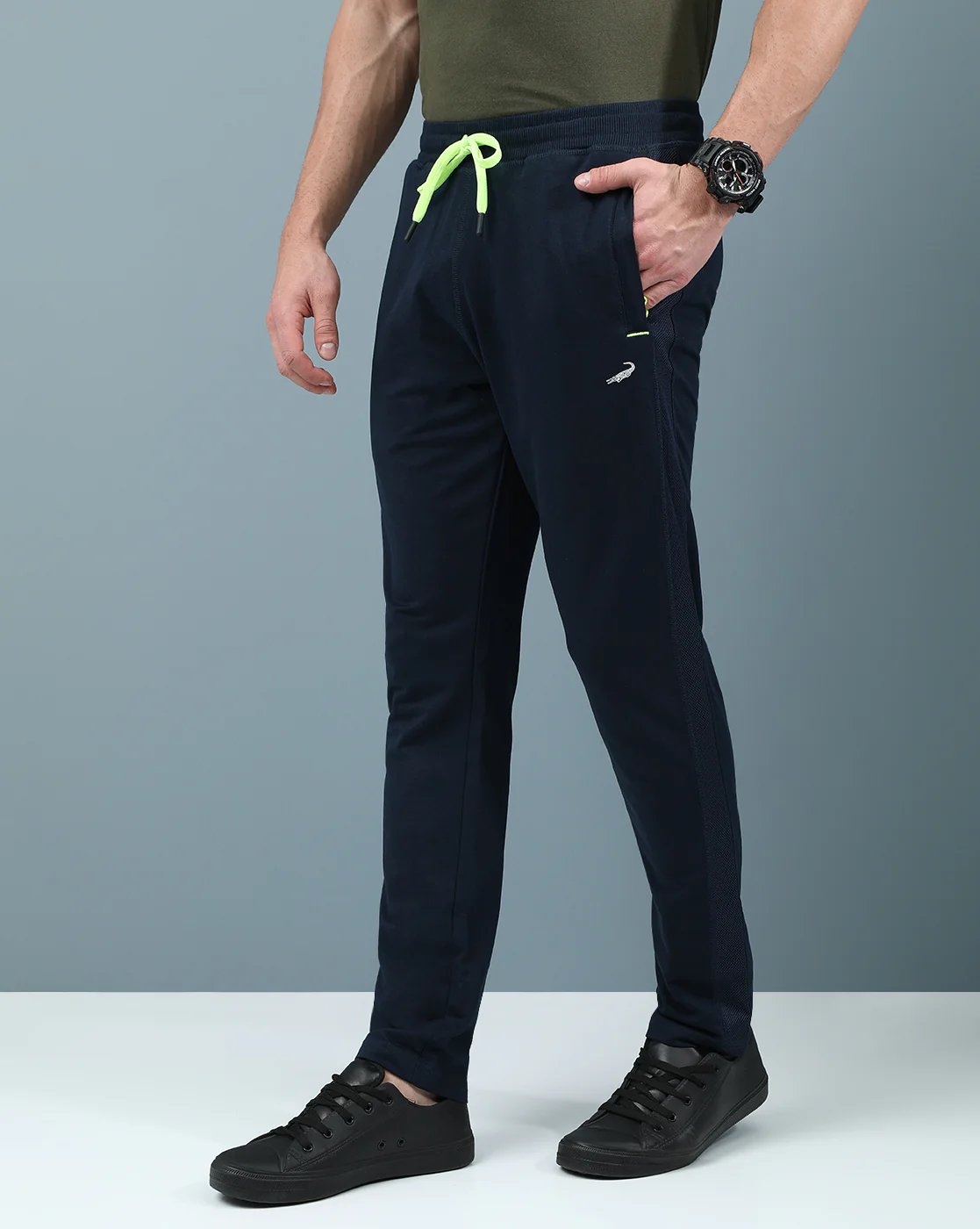 Slim Fit Track Pants in Flexible Navy
