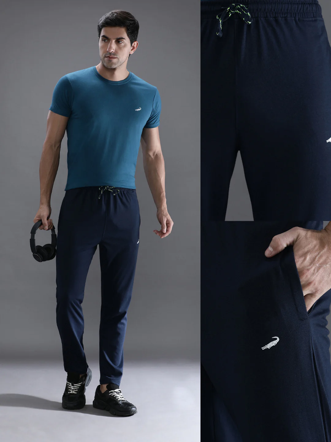 Solid Navy Regular Fit Track Pant