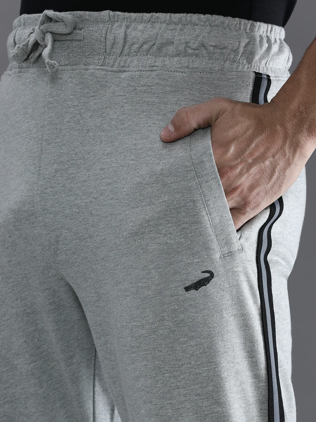 Solid Classic Fit Grey Melange Joggers