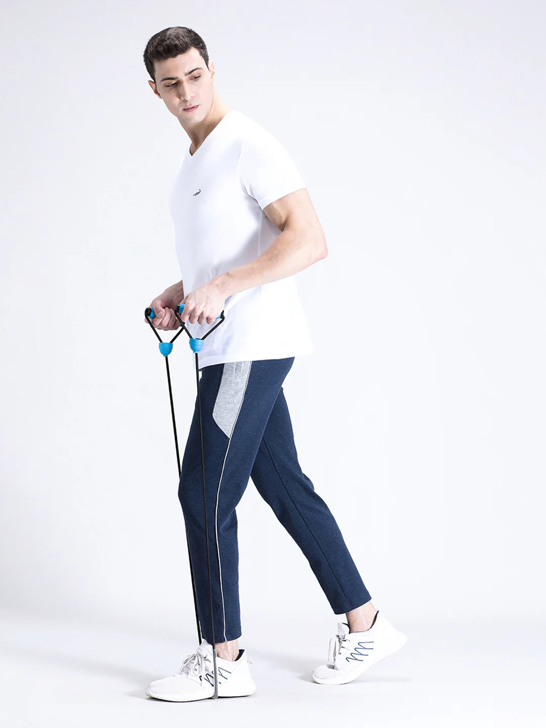 Solid Slim Fit Blue Track Pant