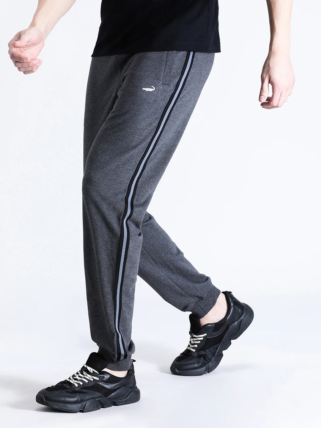 Solid Charcoal Grey Classic Fit Joggers