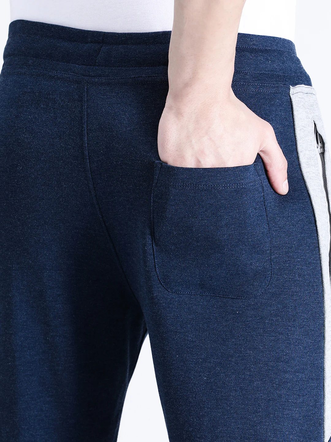 Solid Slim Fit Blue Track Pant
