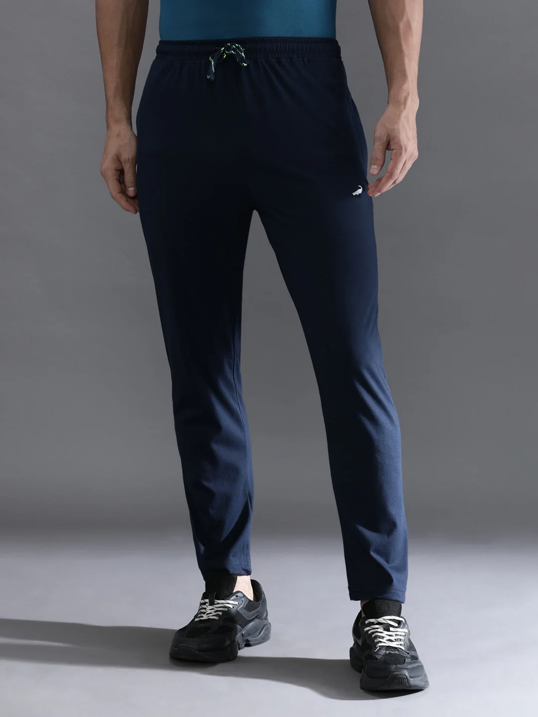 Solid Navy Regular Fit Track Pant