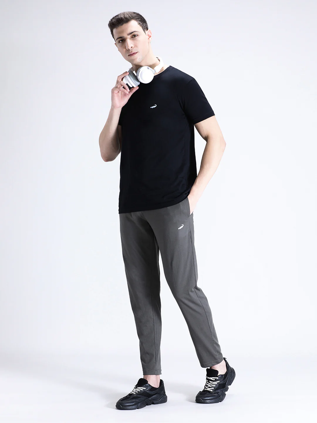 Solid Dark Olive Green Track Pant