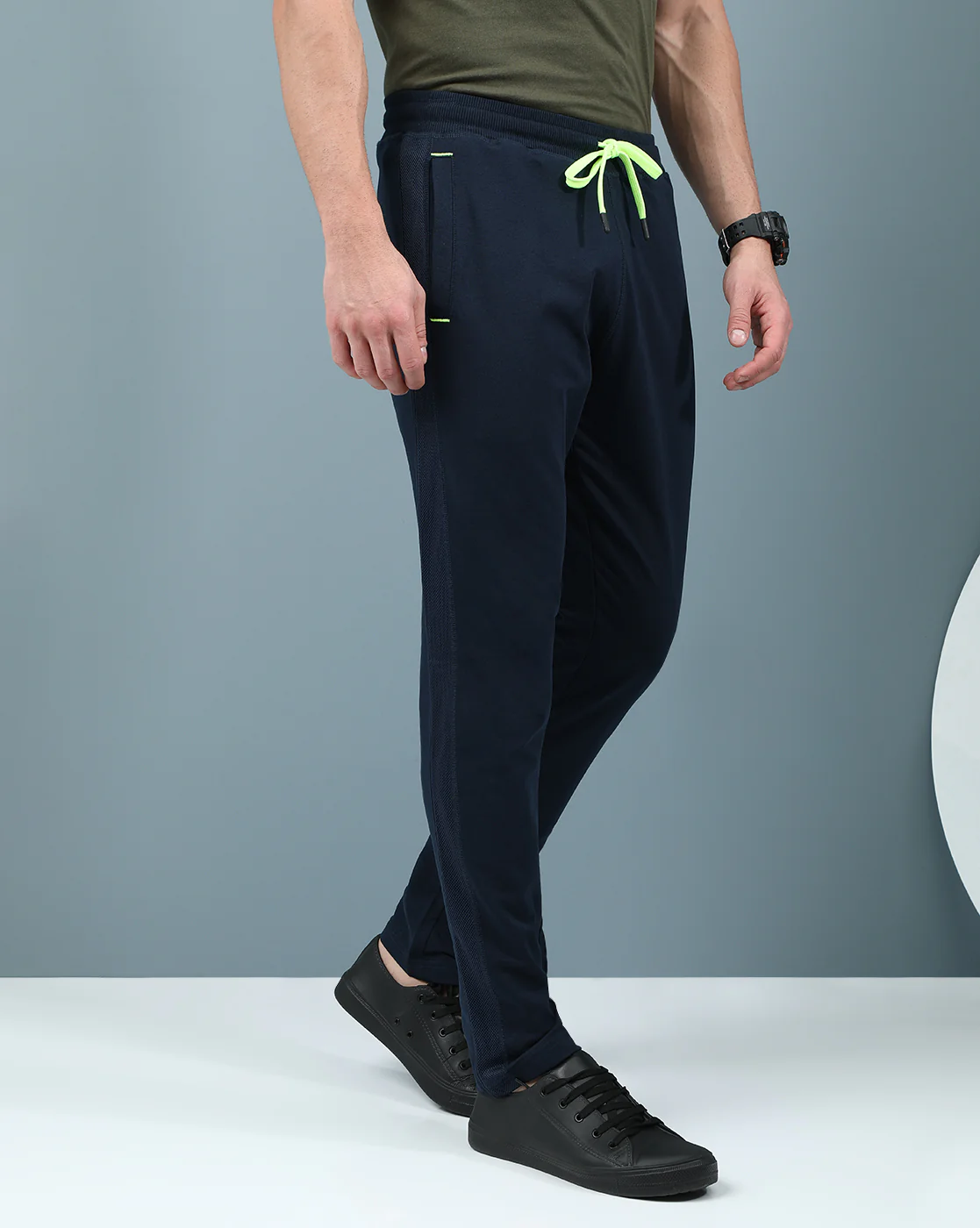 Slim Fit Track Pants in Flexible Navy