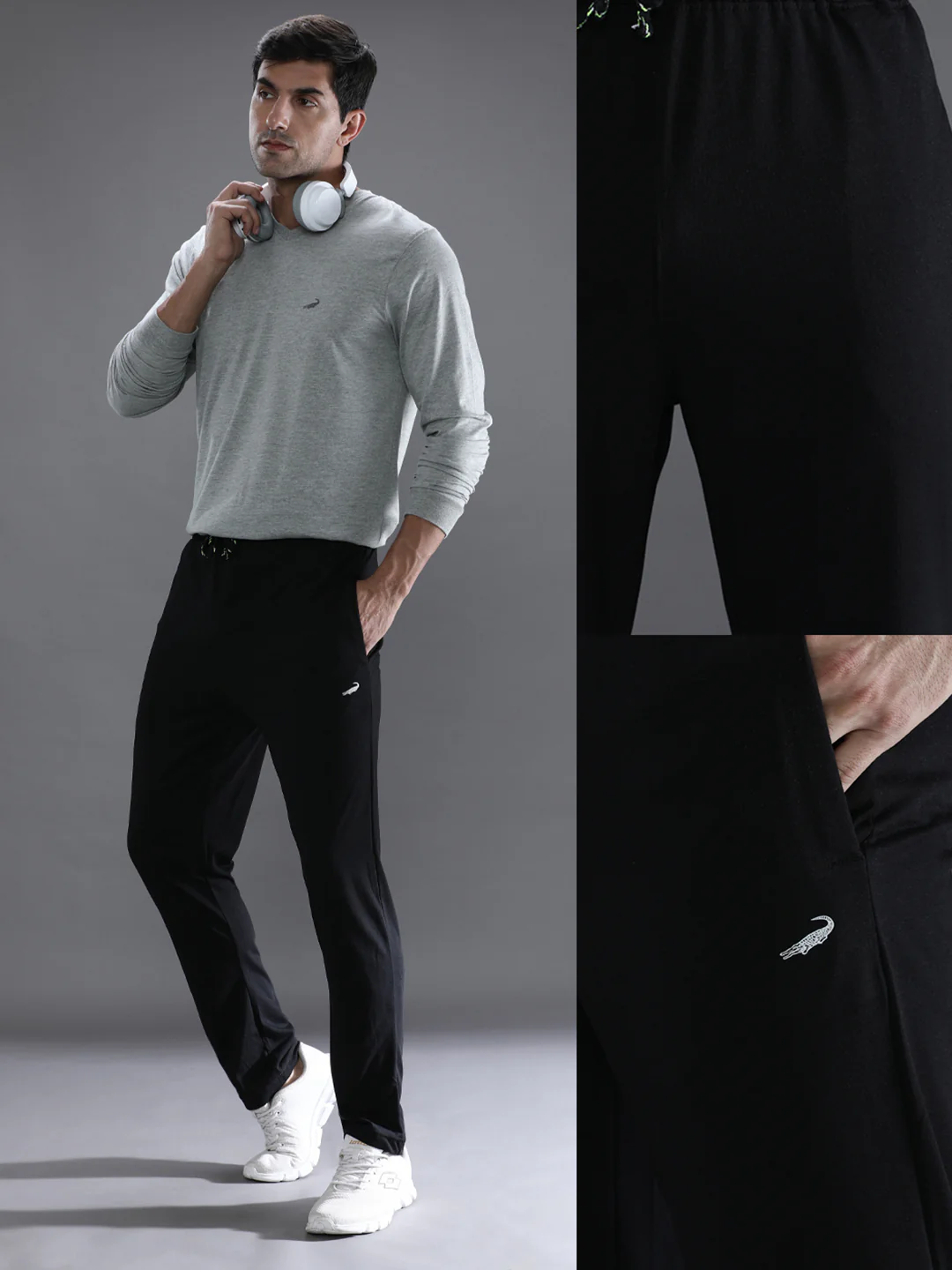 Solid Black Regular Fit Track Pant