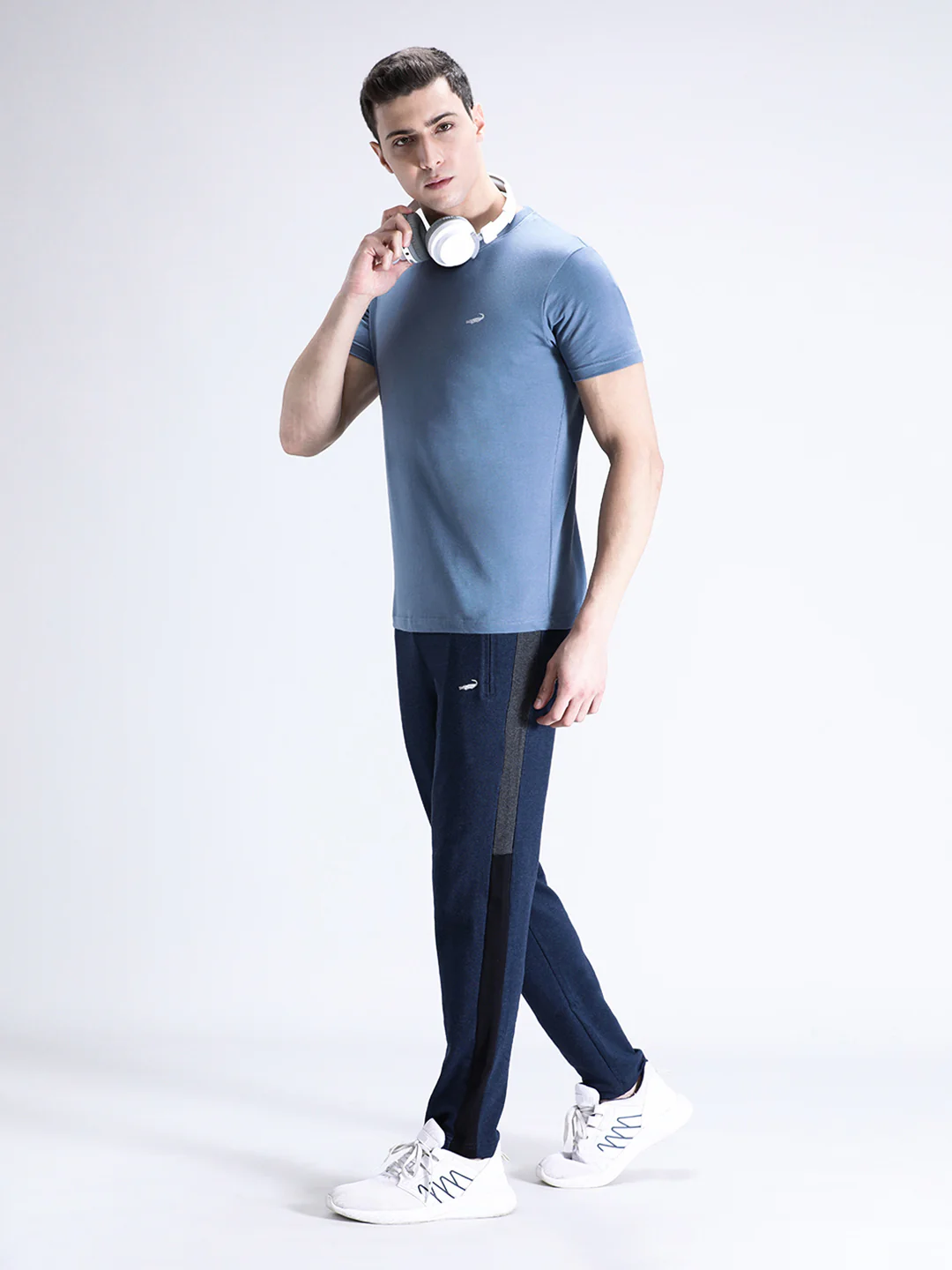 Solid Blue Slim Fit Track Pant