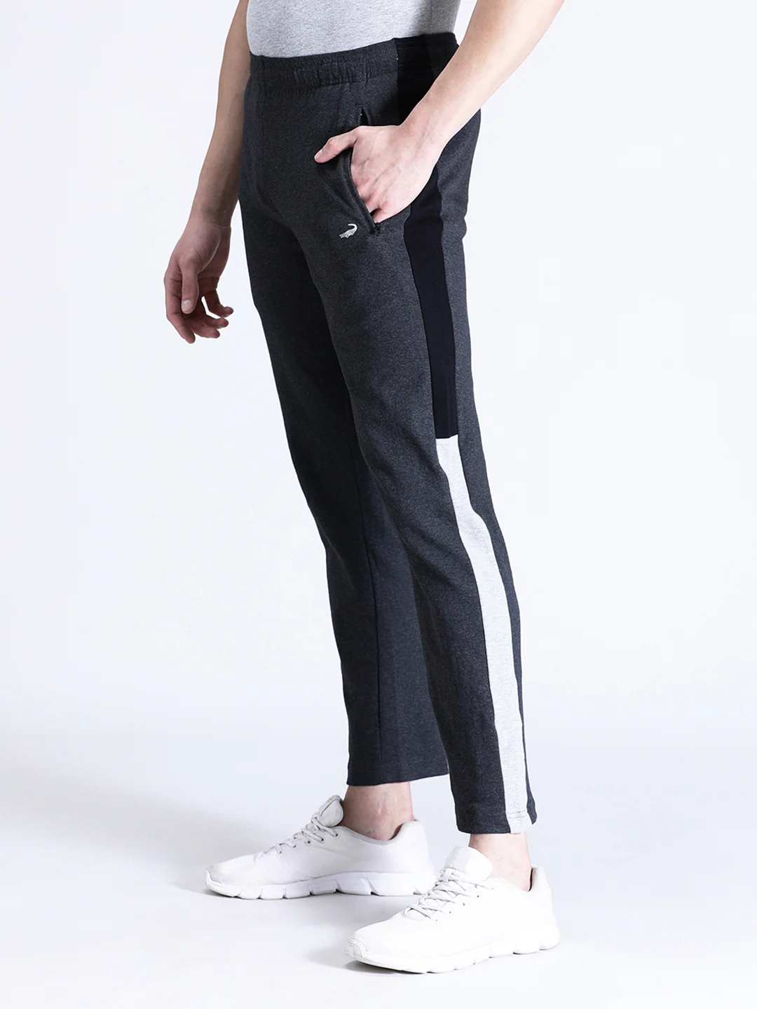 Solid Slim Fit Charcoal Grey Track Pant