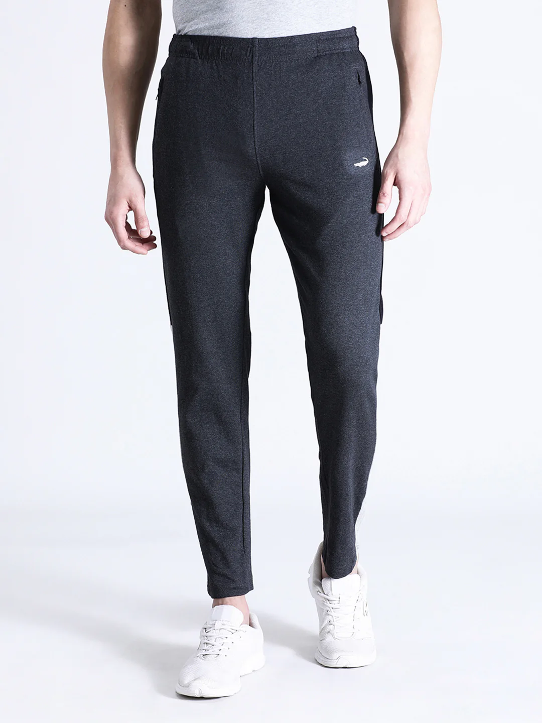 Solid Slim Fit Charcoal Grey Track Pant