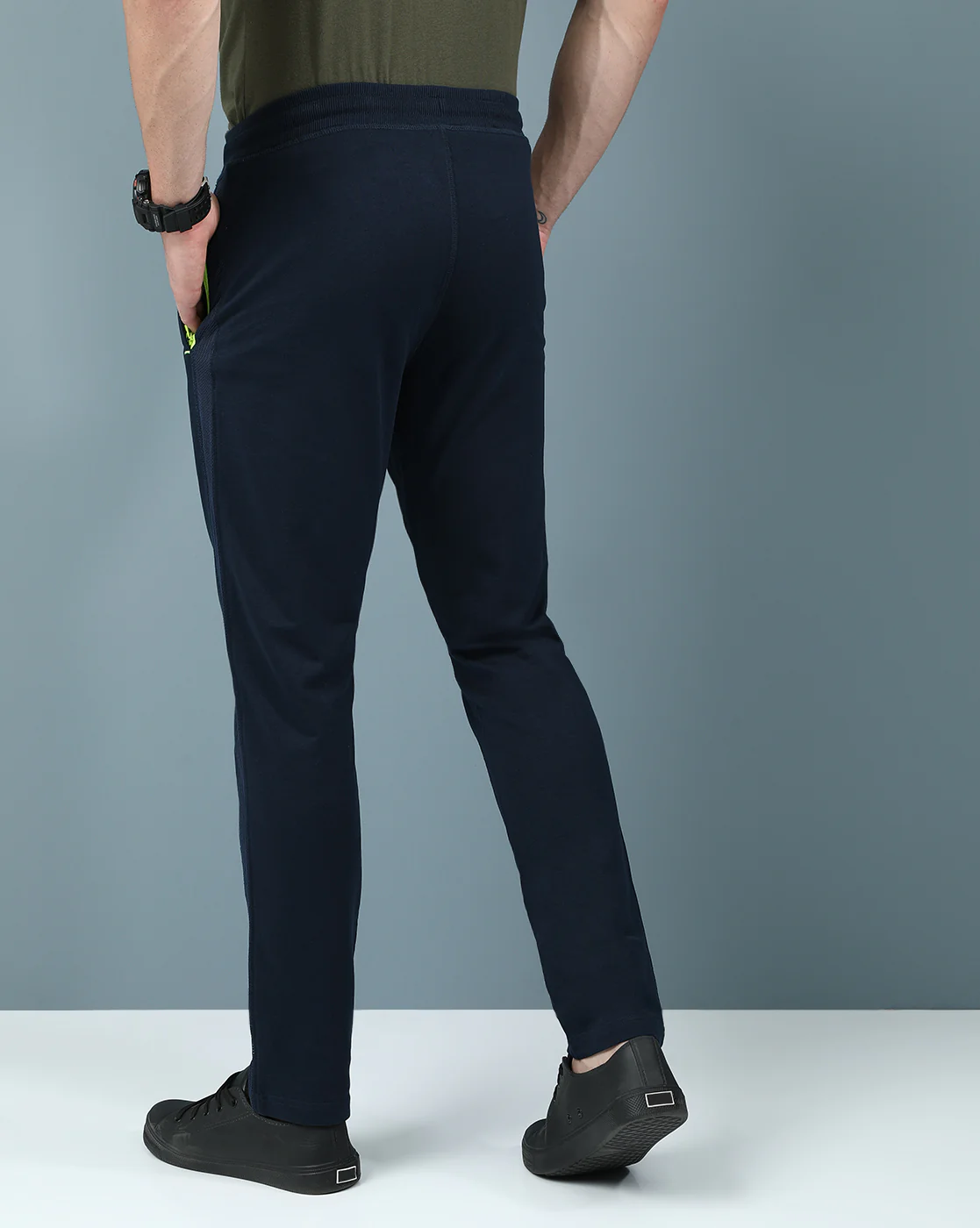 Slim Fit Track Pants in Flexible Navy