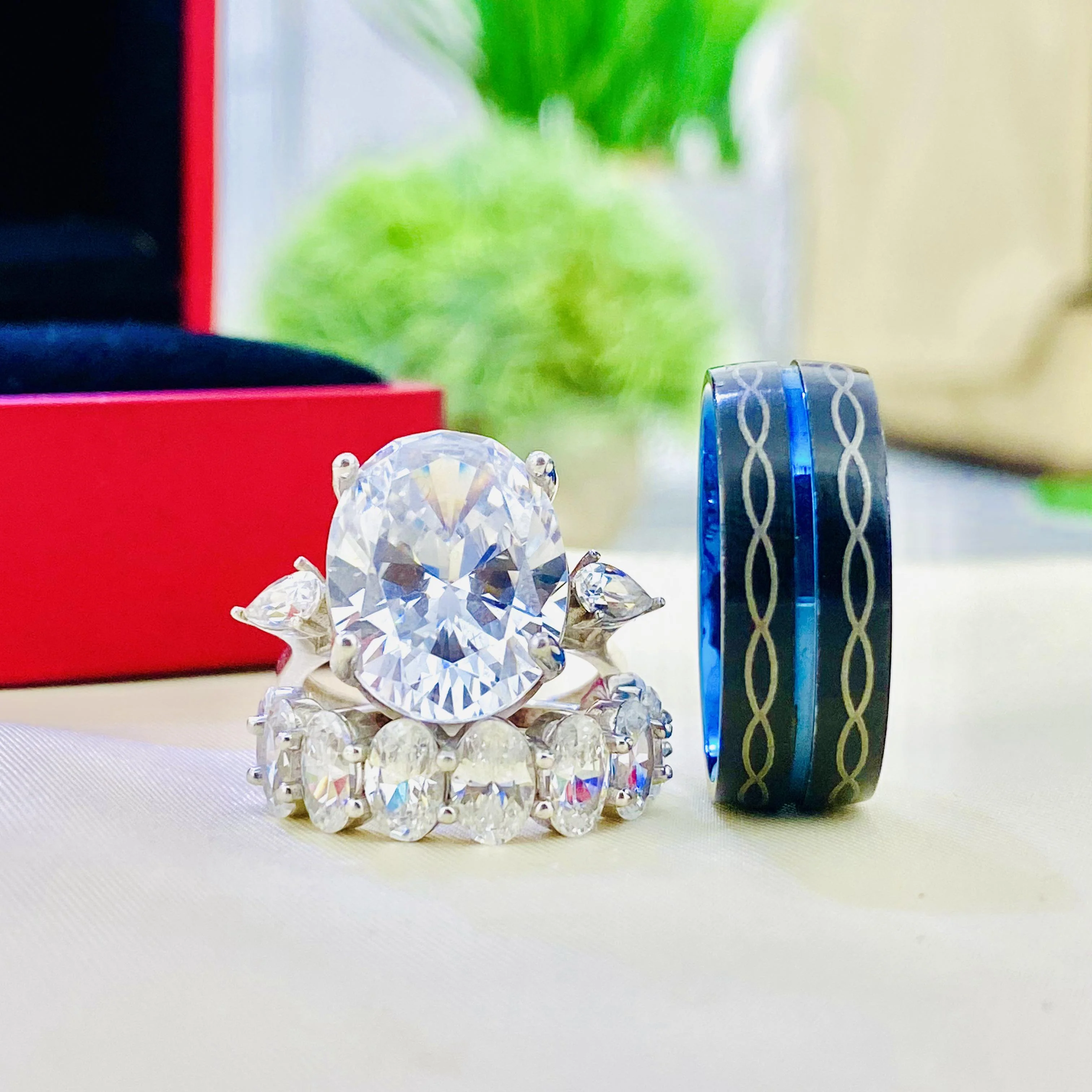 Sage Silver wedding set