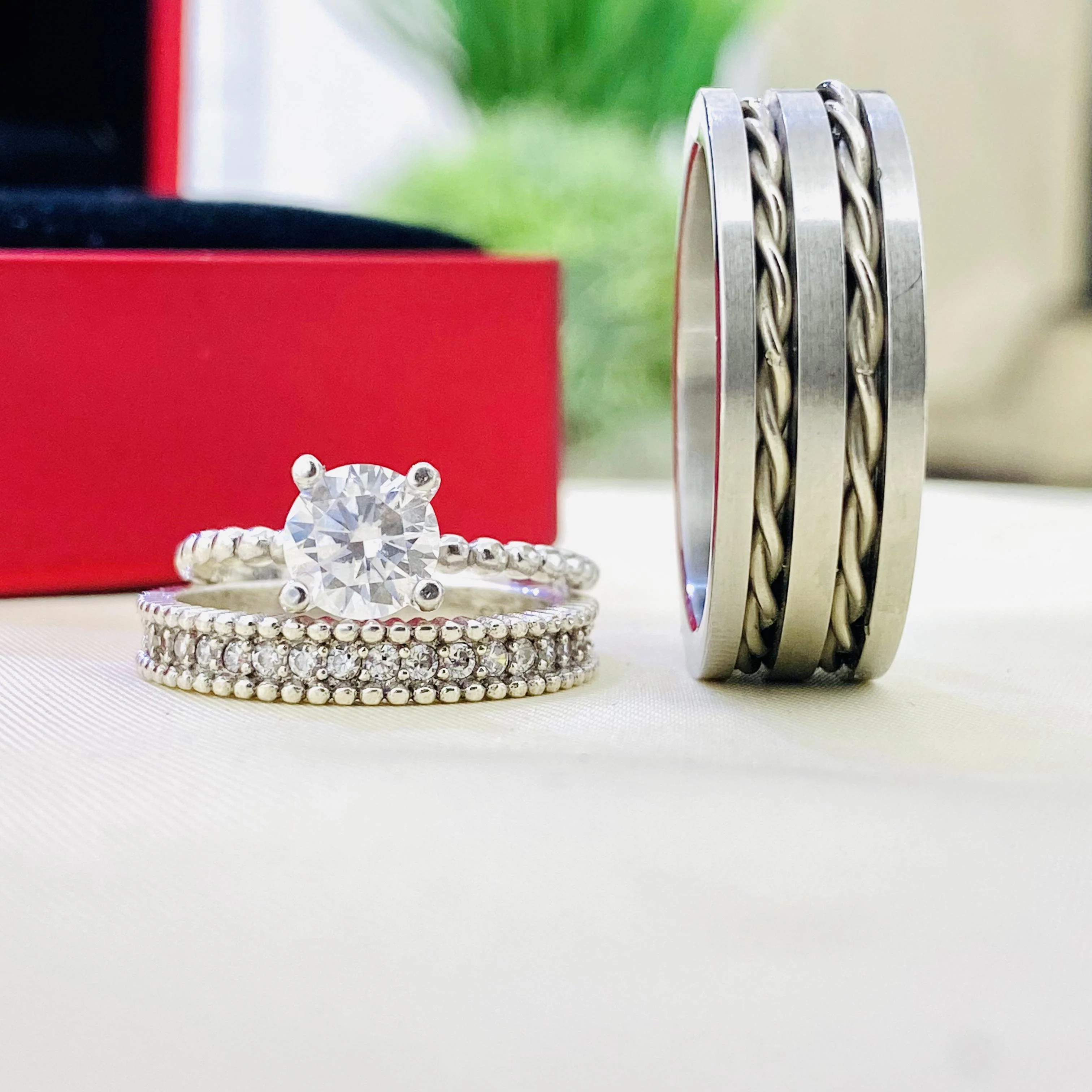 Diana Silver wedding set