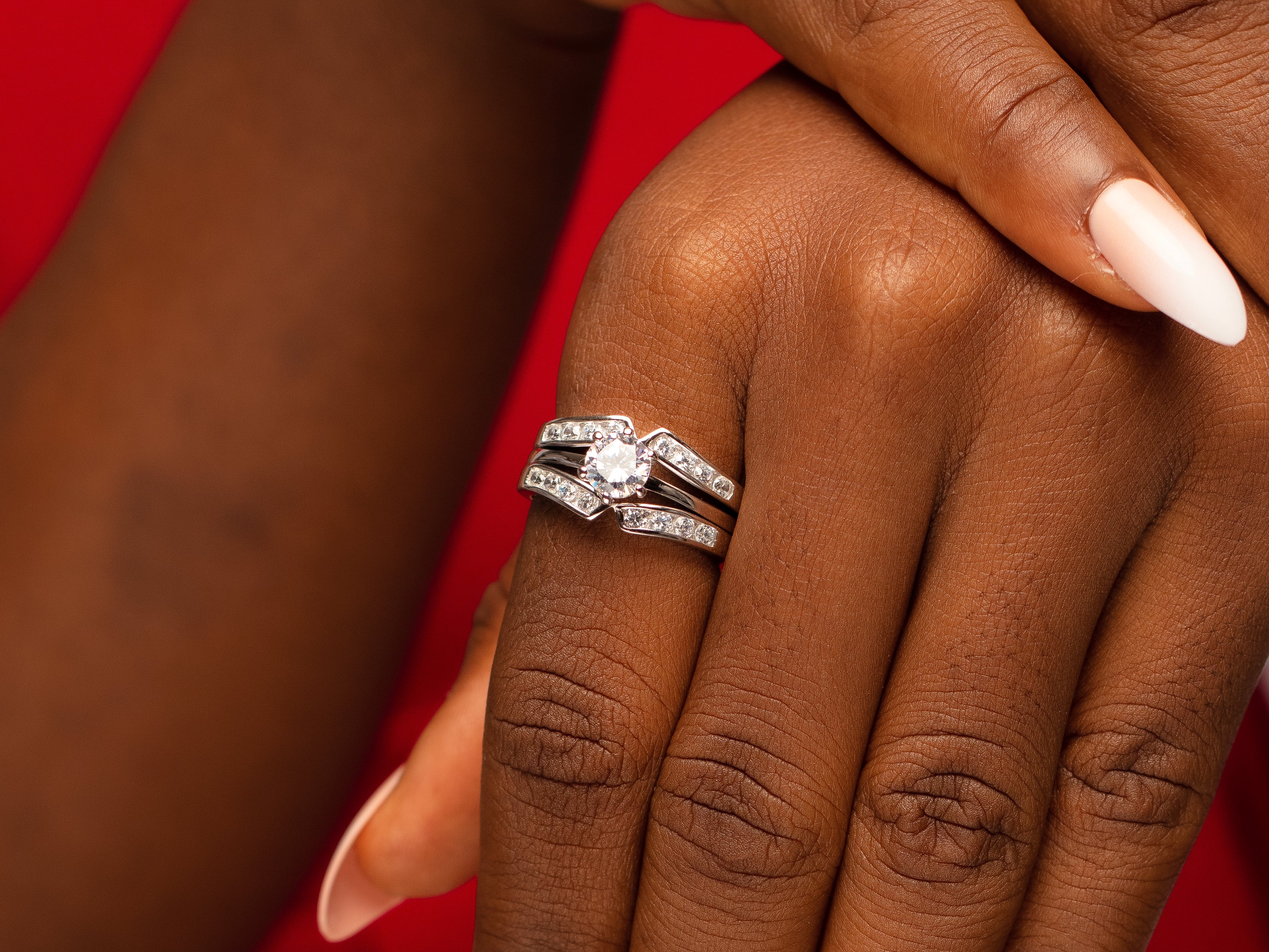 Rose Sterling Silver Bridal set