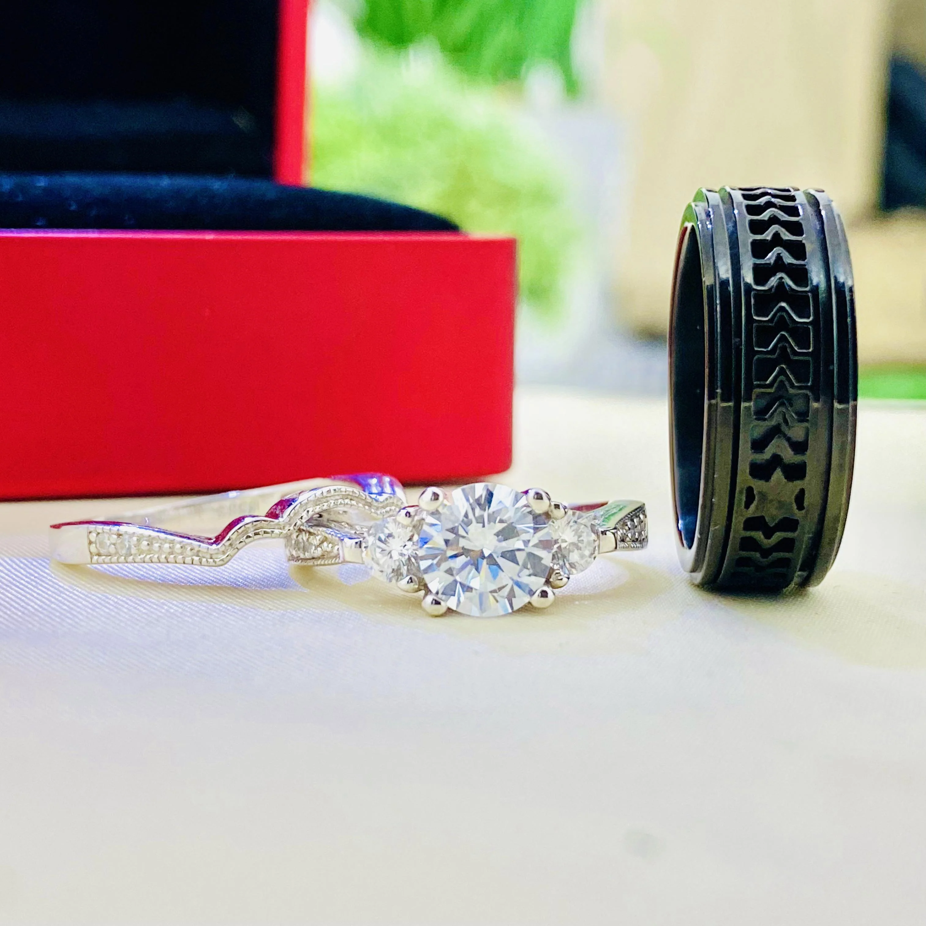 River Silver wedding set '