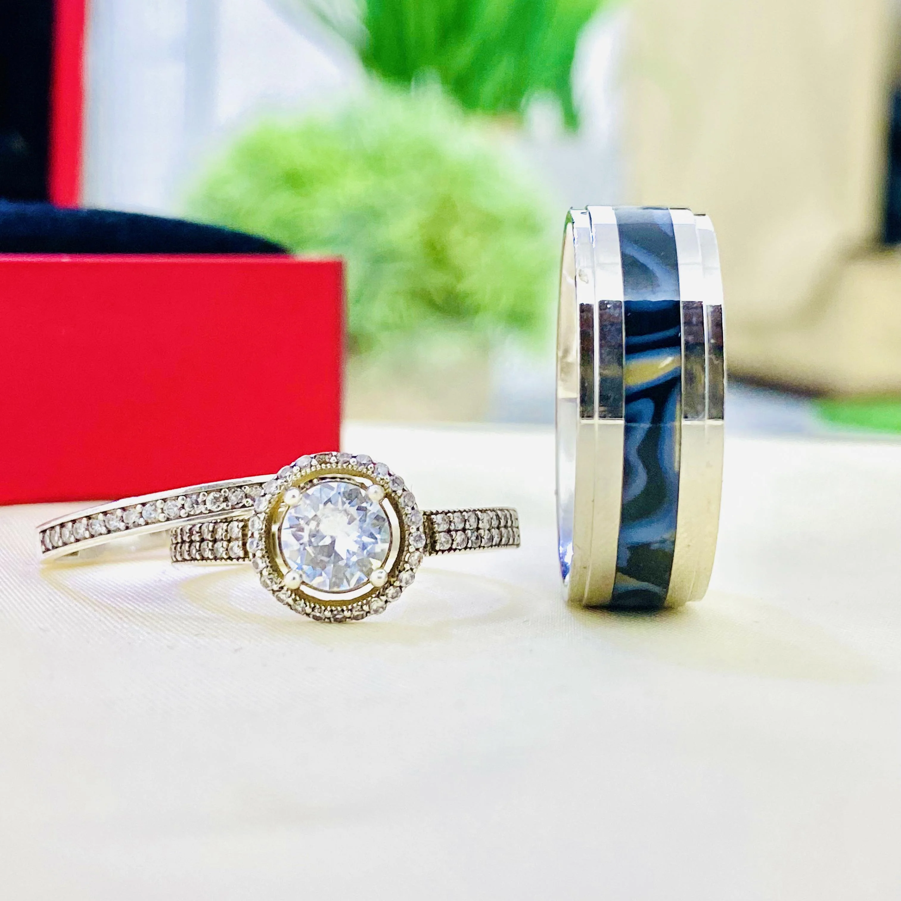 Morgan Silver wedding set