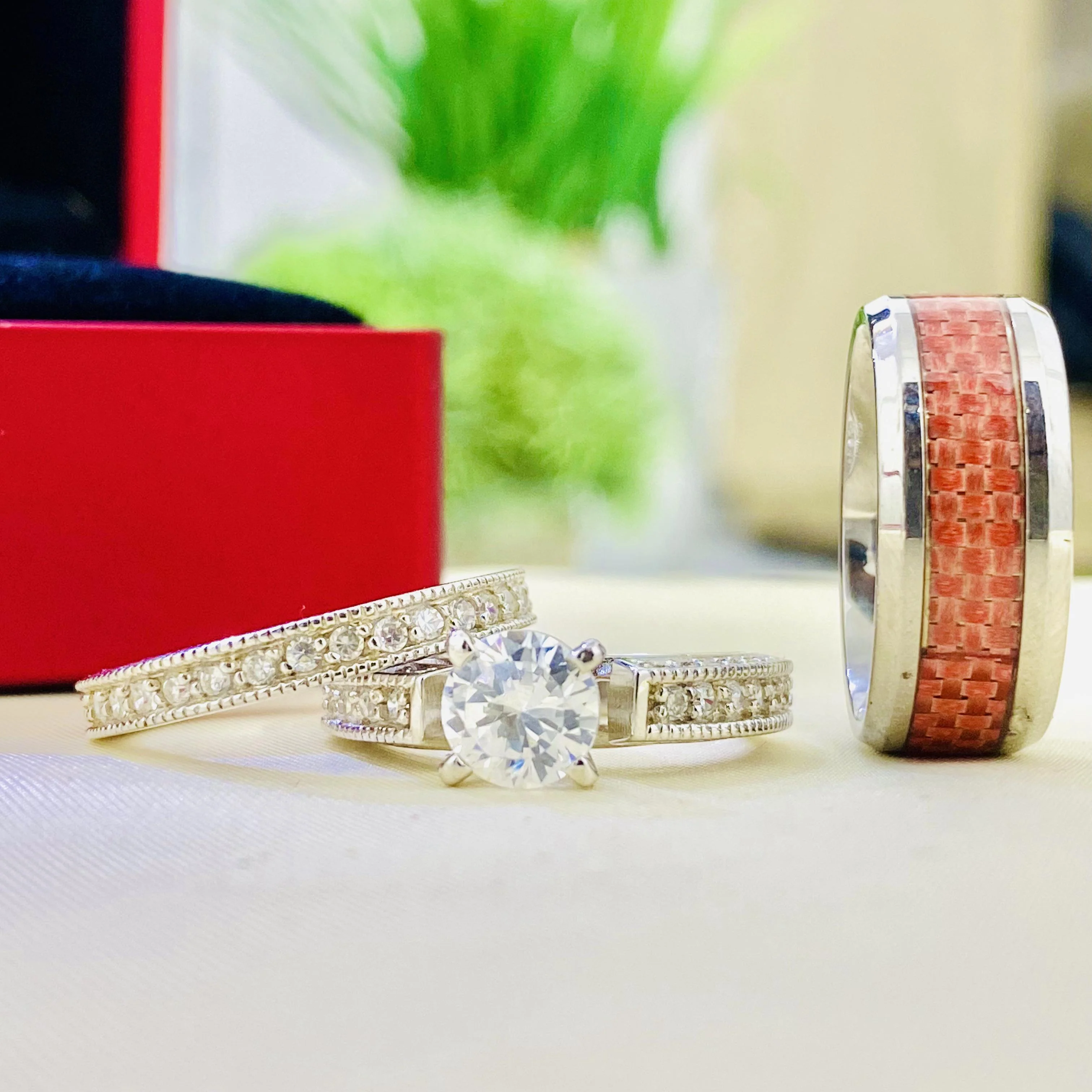 Valeria Silver wedding set