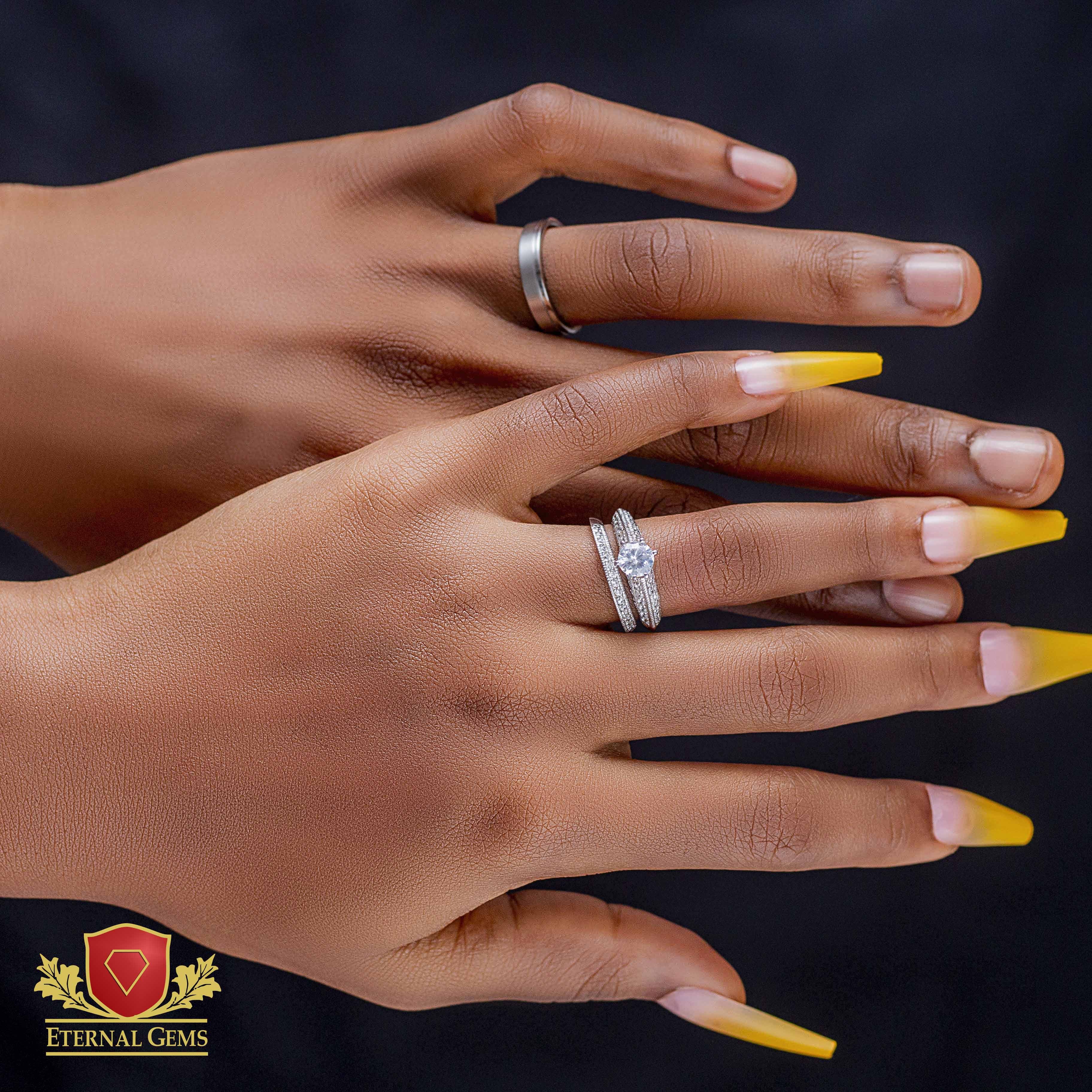 Judith Exquisite Sterling Silver Wedding Set