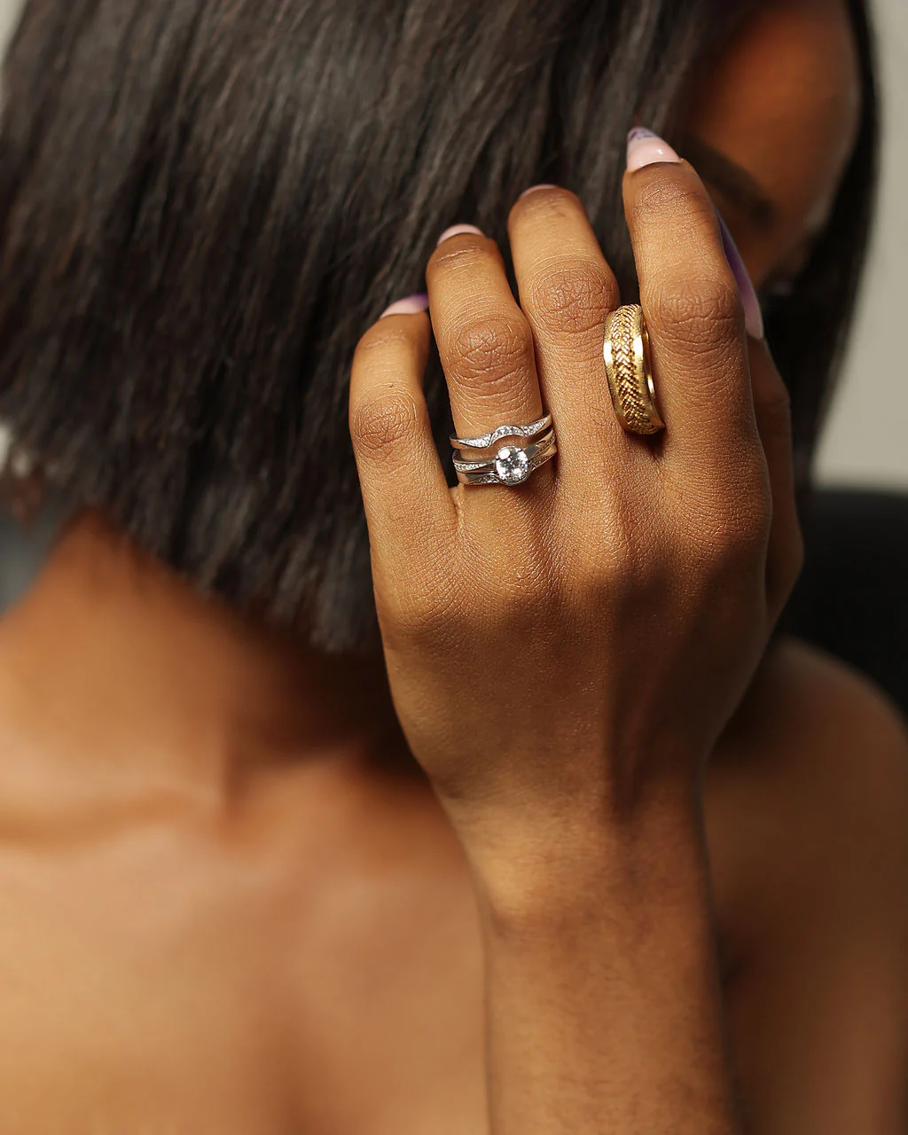 Elaina Silver Wedding set