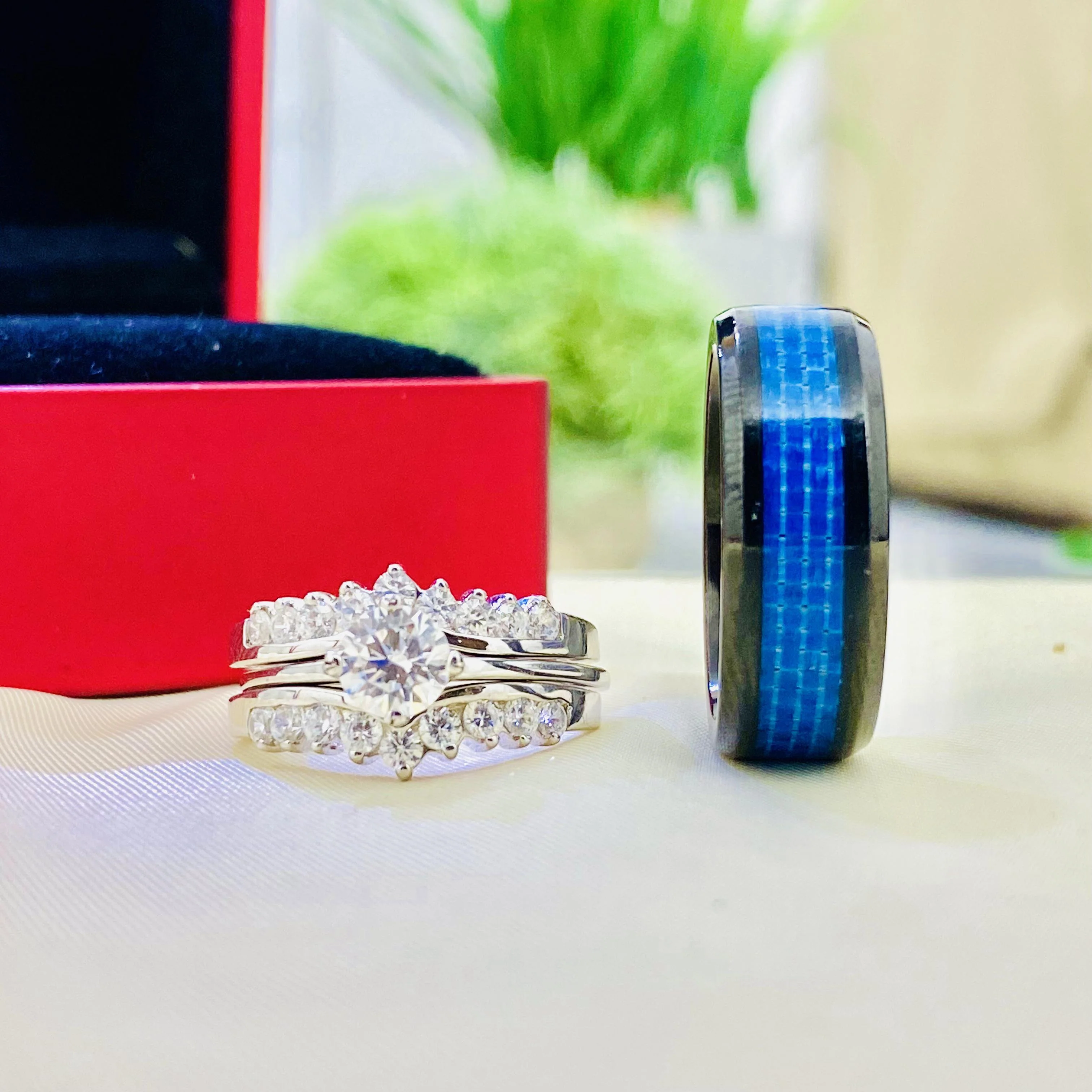 Ximena Silver wedding set