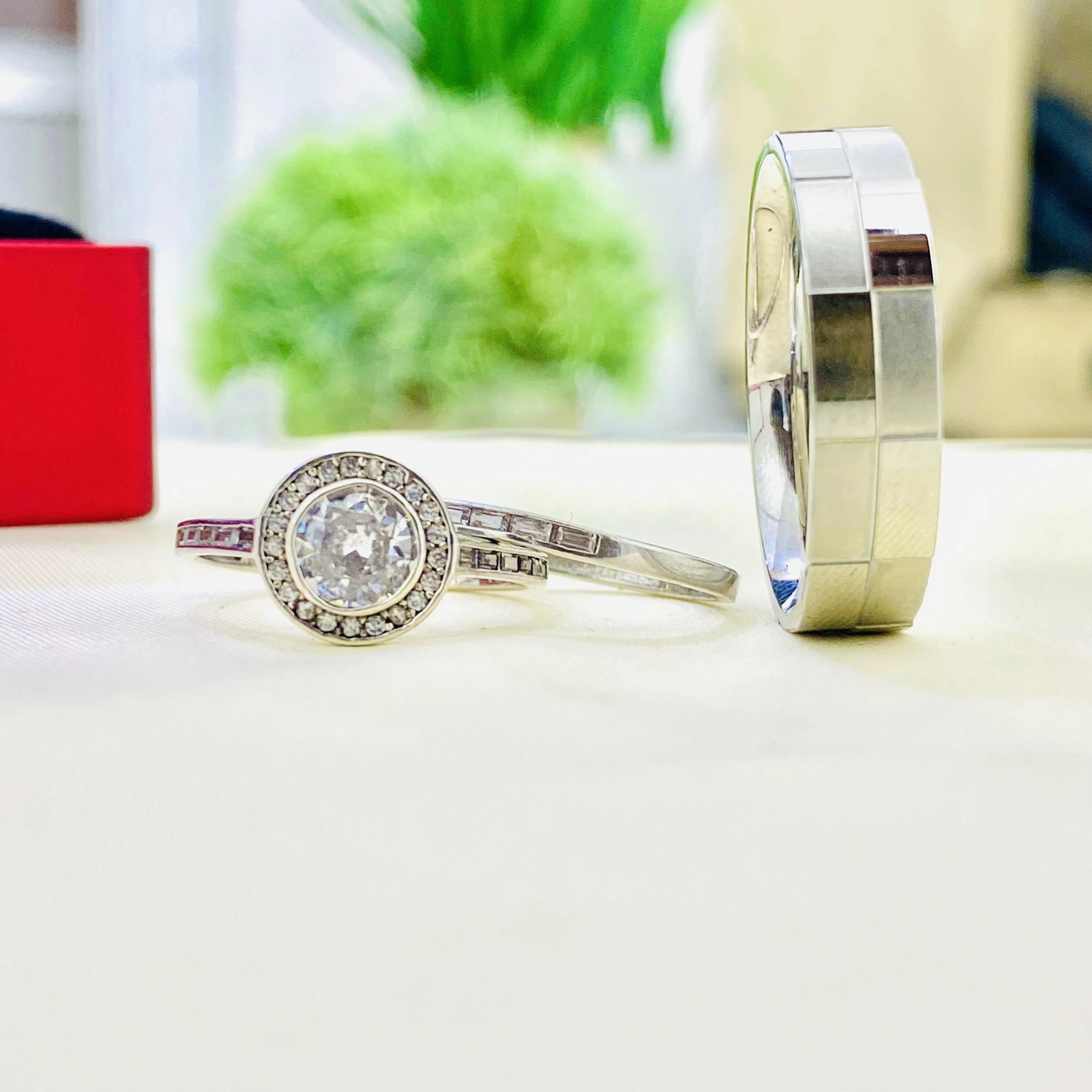 Gemma Silver wedding set