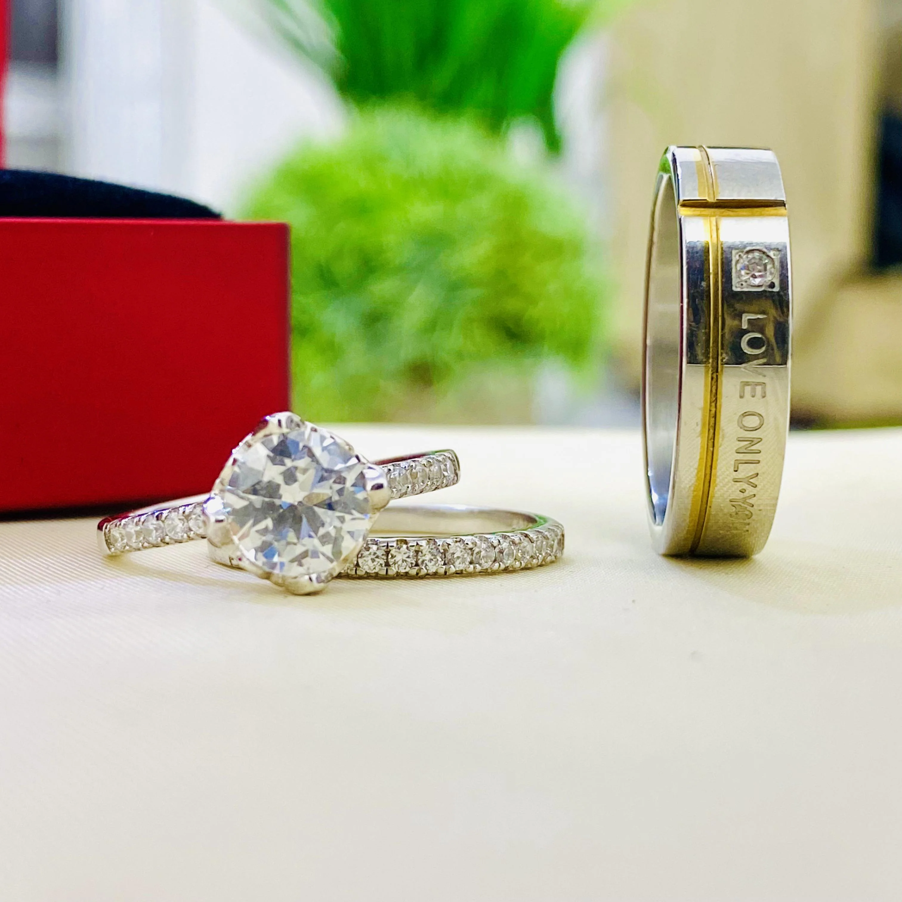 Lennon Silver wedding set