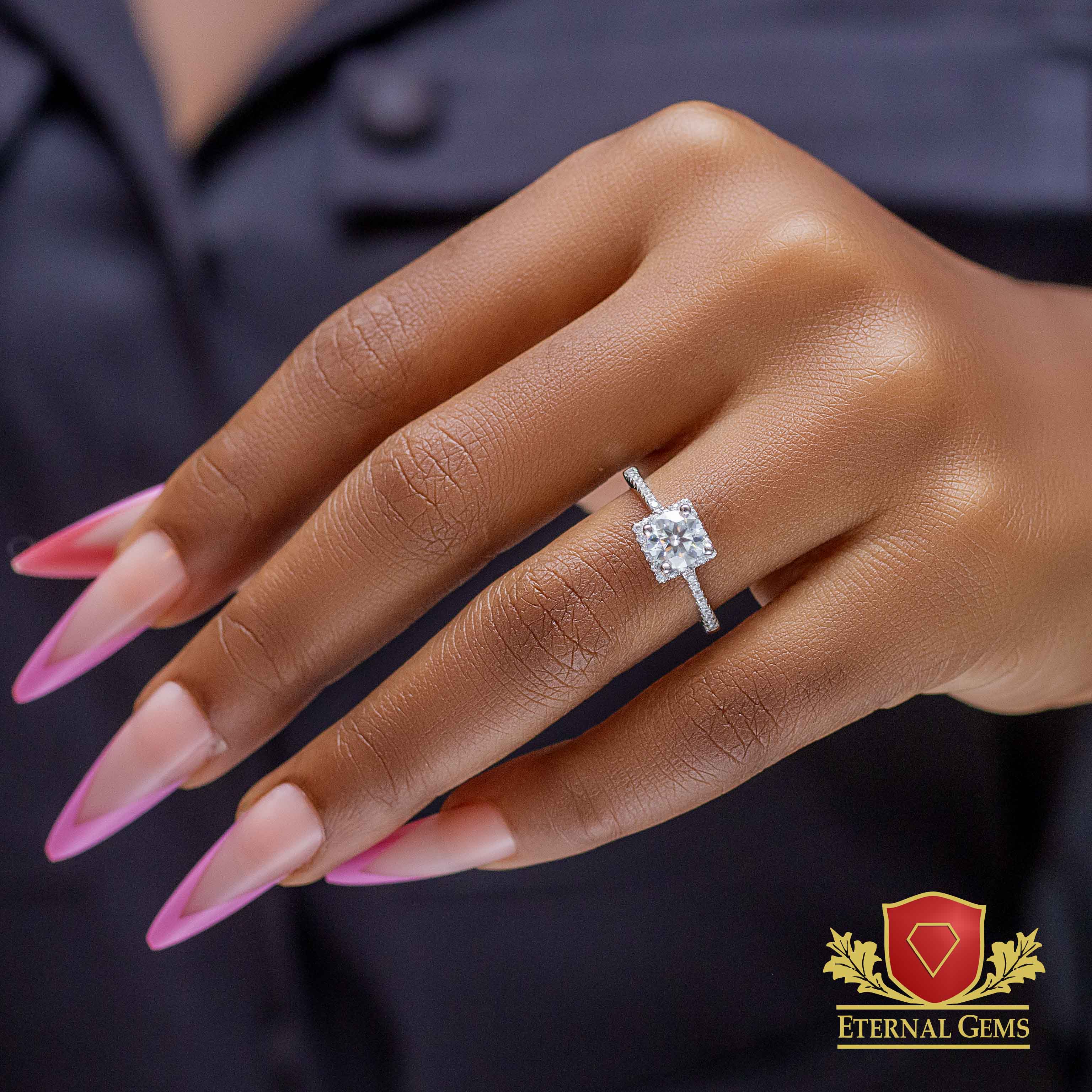 Violet Moissanite Engagement Ring
