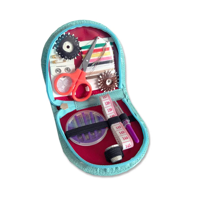 Trousse de couture imitation Croco Bleue