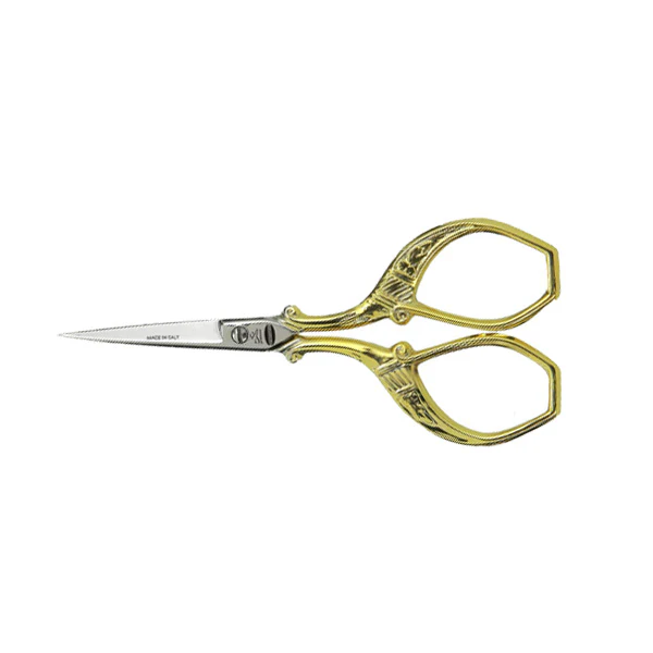 Ciseaux broderie Fleurs<br> Or 9cm