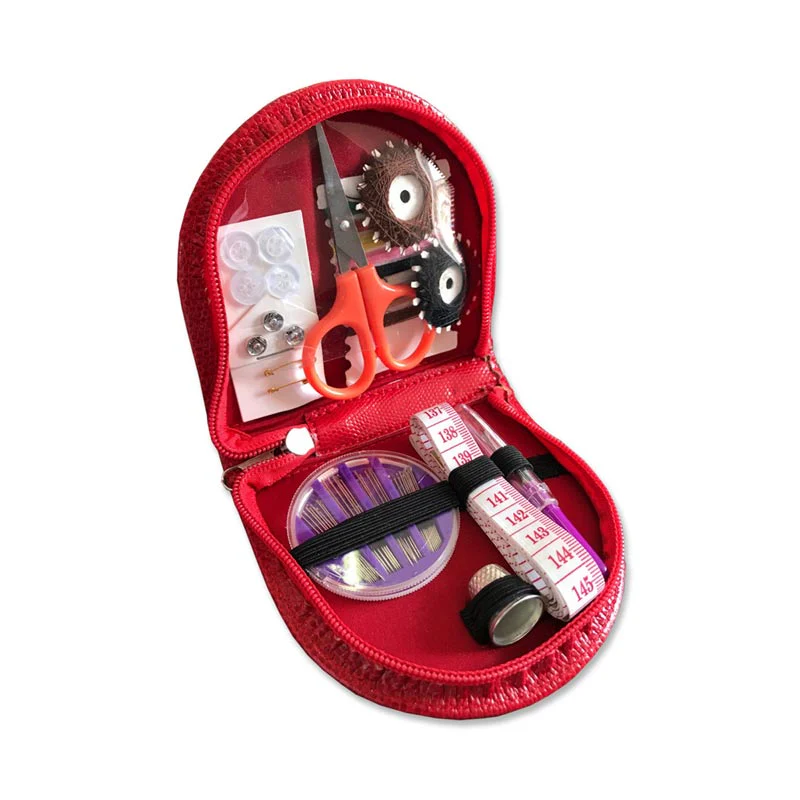 Trousse de couture imitation Croco Rouge