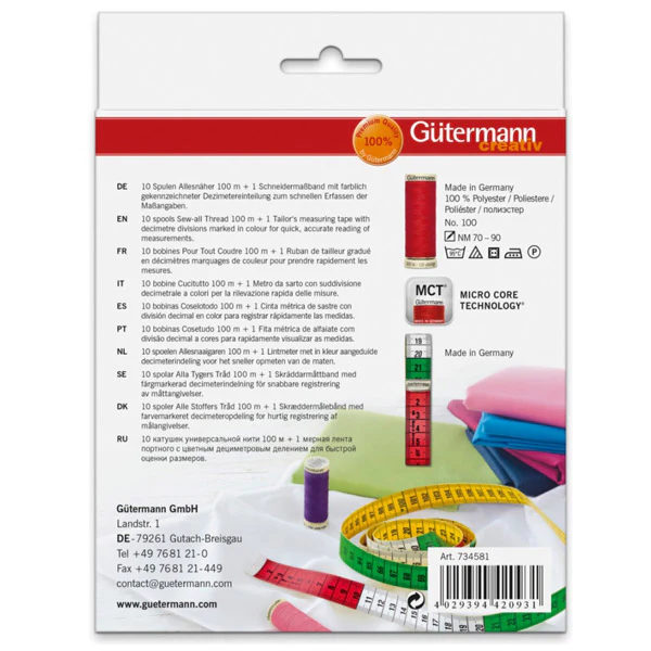 10 Bobines de fils �� coudre<br> G��termann Creativ n��100<br> 100m x10