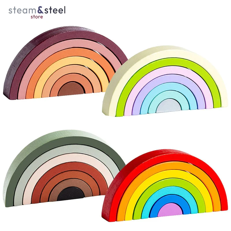Rainbow Building Wooden Montessori Blocks