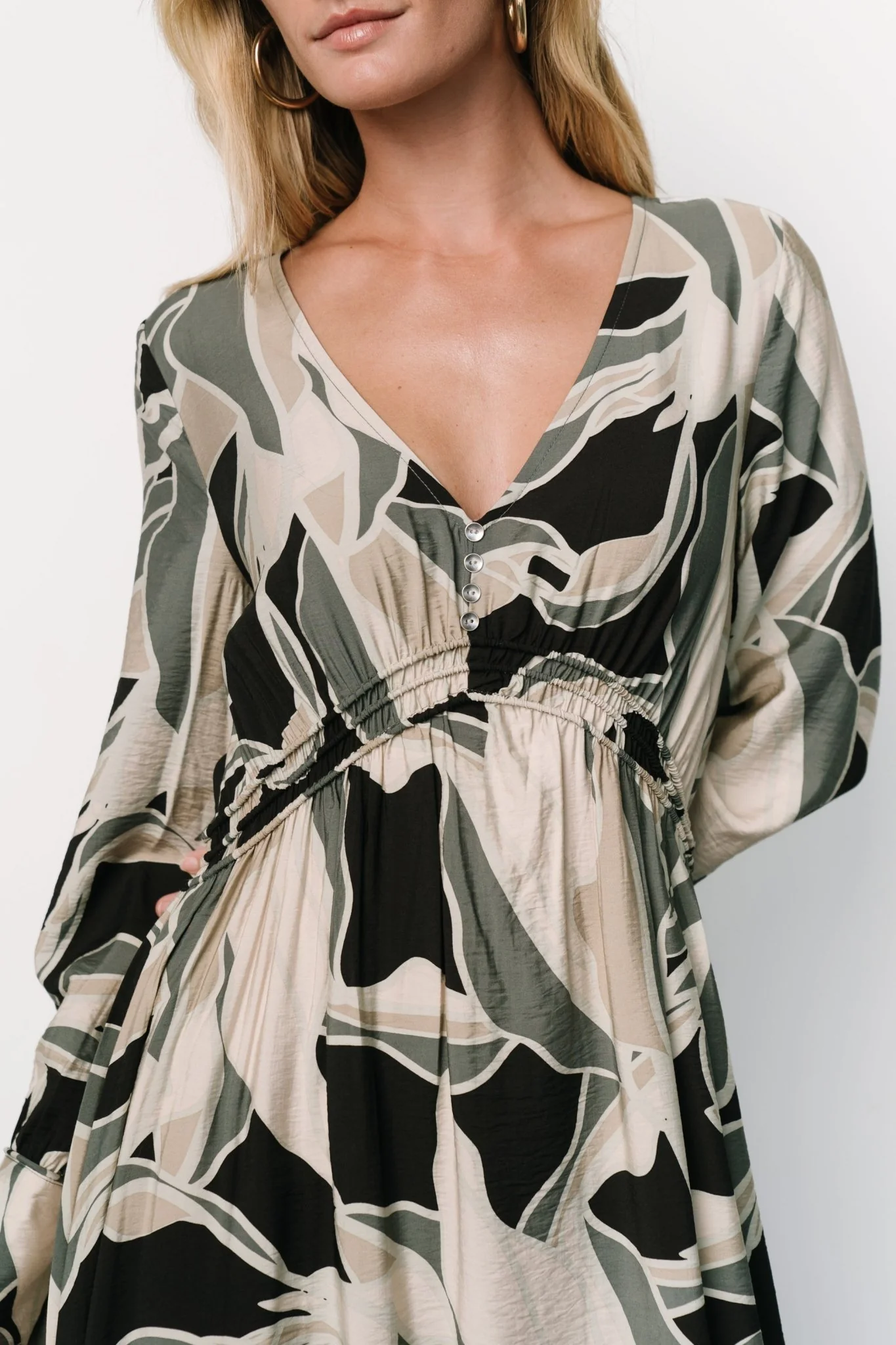 Zinnia Maxi Dress | Black + Eucalyptus Print