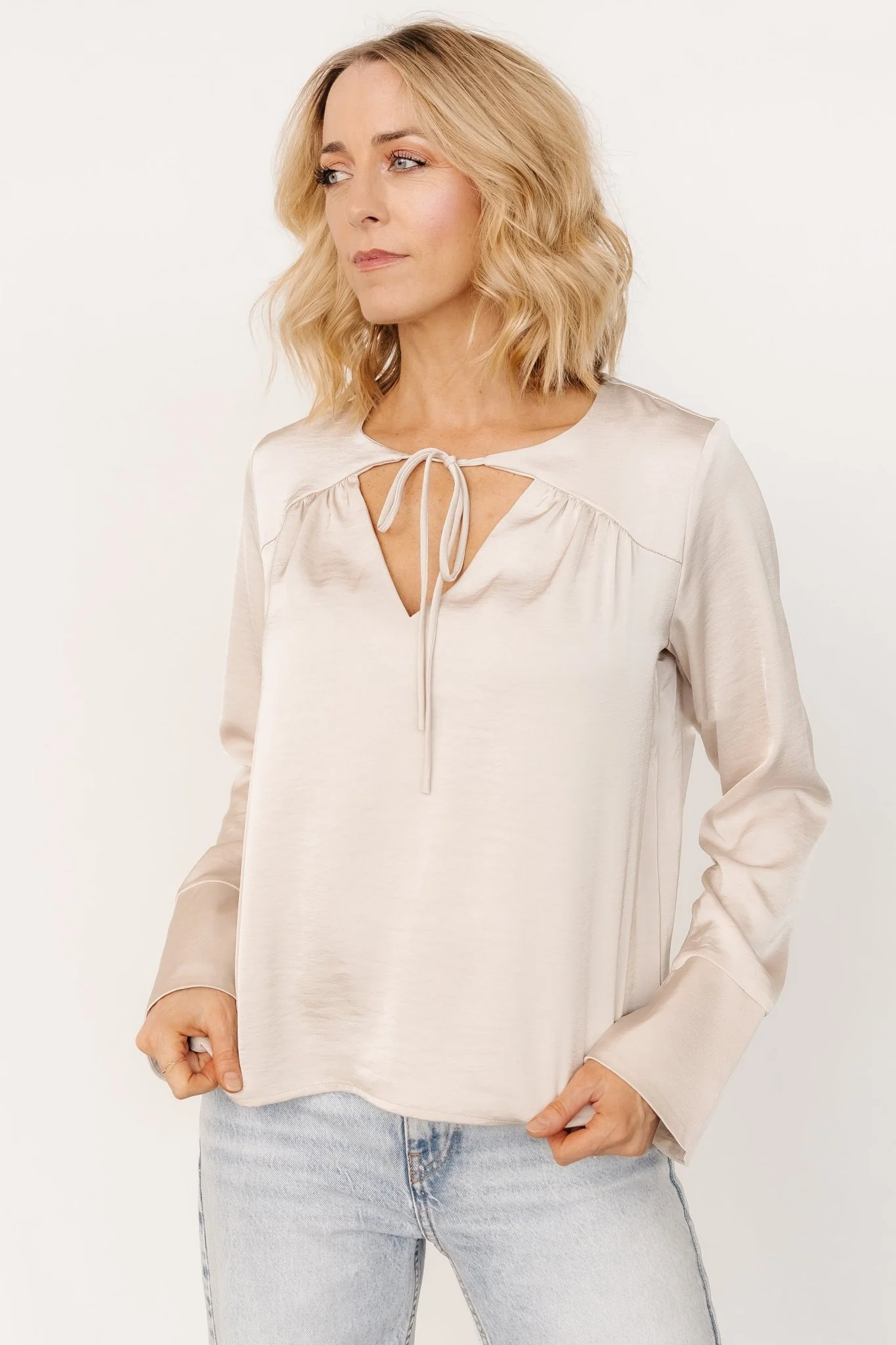 Westminster Satin Top | Pearl