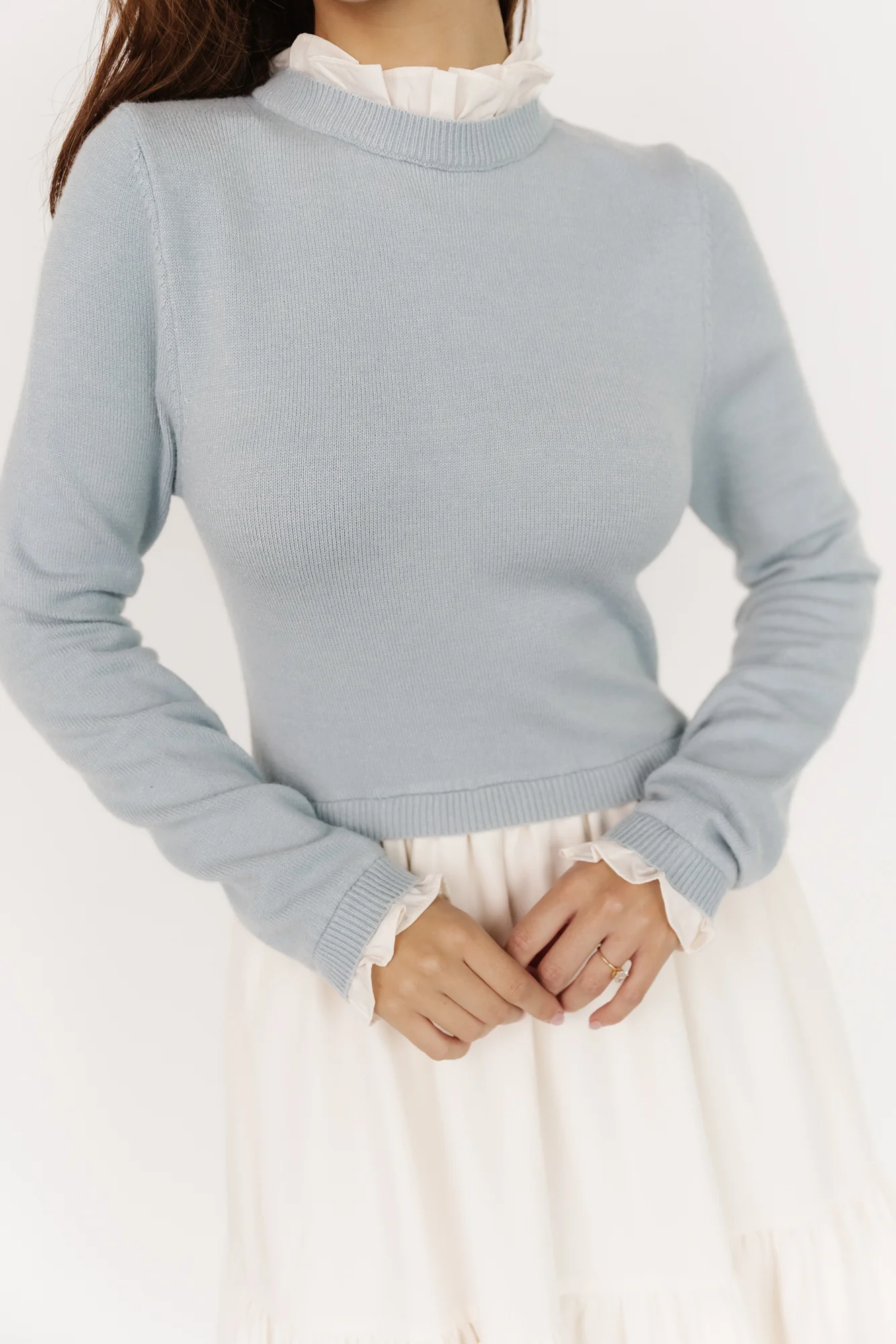 Sophie Sweater Dress | Light Blue + Ivory