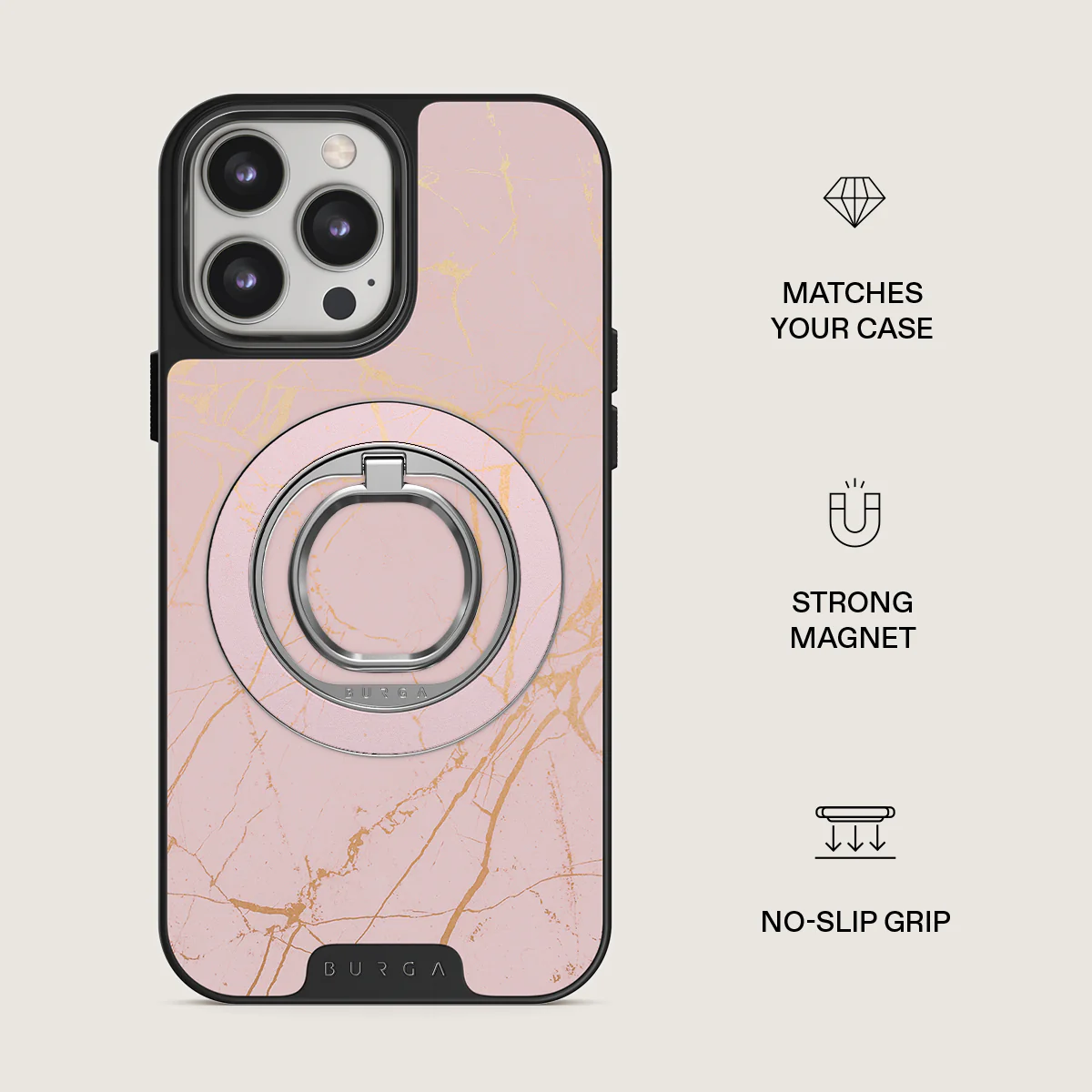 Peachy Gold - Pink Marble Magnetic Ring Holder