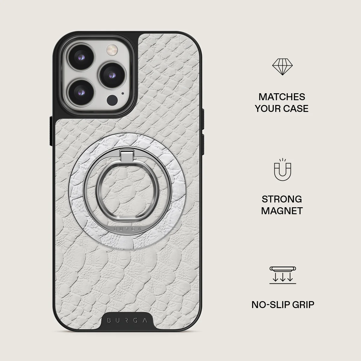 Glacial Desert - White Snakeskin Magnetic Ring Holder