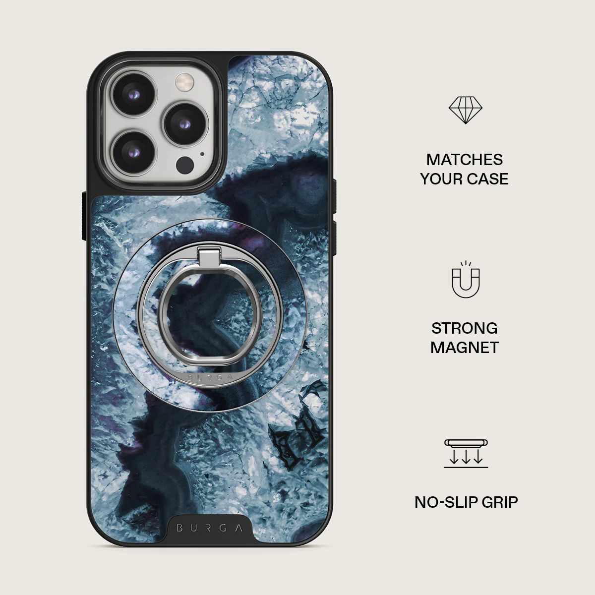 Frozen Lake - Gray Marble Magnetic Ring Holder