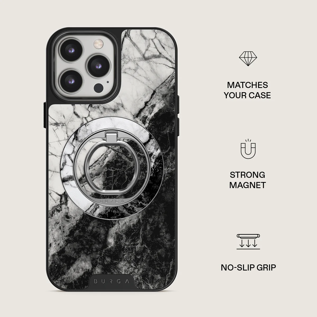 Fatal Contradiction - Black & White Marble Magnetic Ring Holder