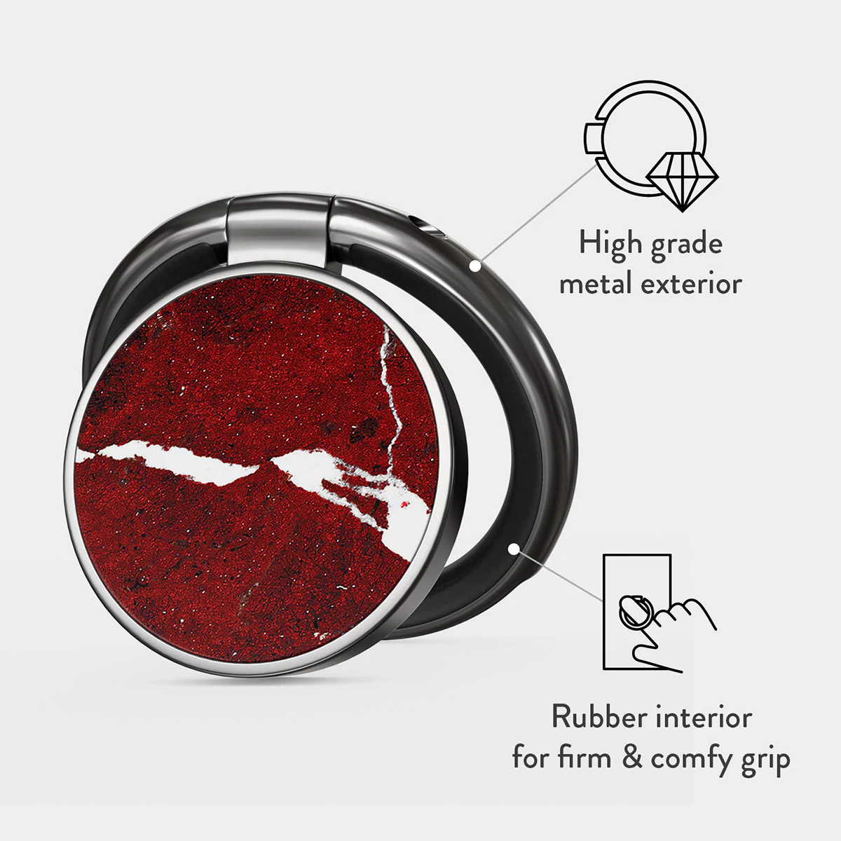 Iconic Red Ruby - Marble Adhesive Ring Holder