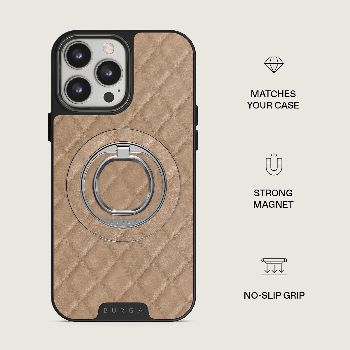 Simply Cream - Quilted Magnetic Ring Holder