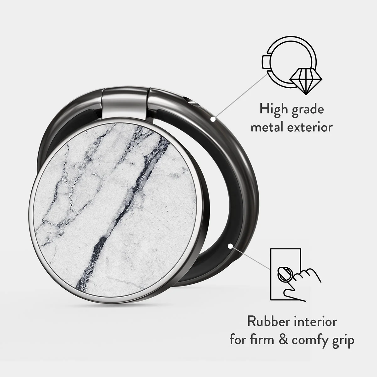 Satin White - Marble Adhesive Ring Holder