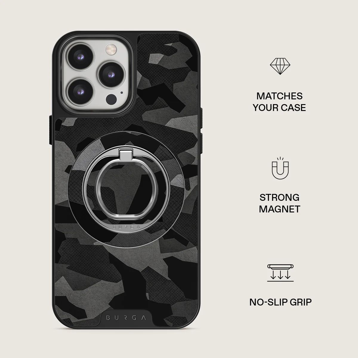 Night Black Camouflage - Magnetic Ring Holder