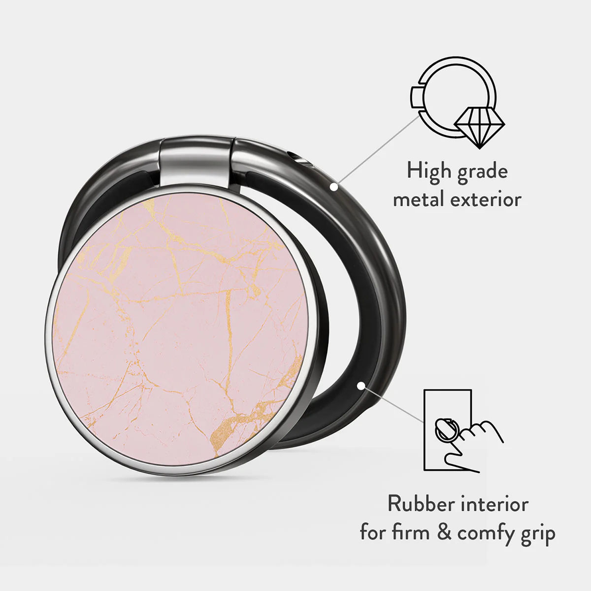 Peachy Gold - Pink Marble Adhesive Ring Holder