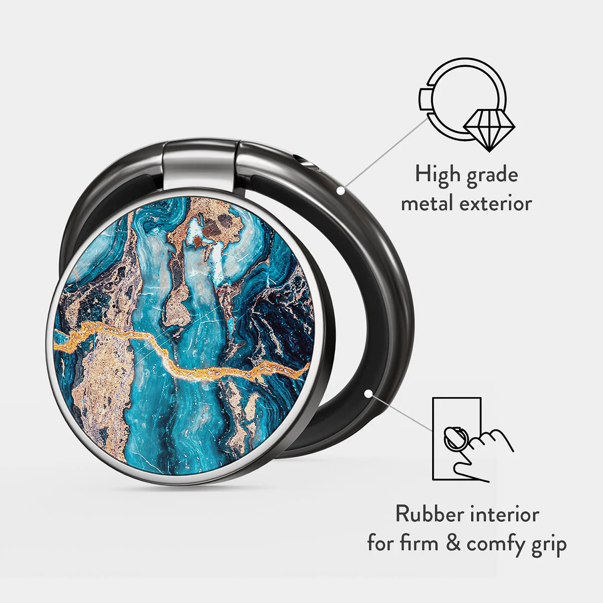 Mystic River - Blue Marble Adhesive Ring Holder
