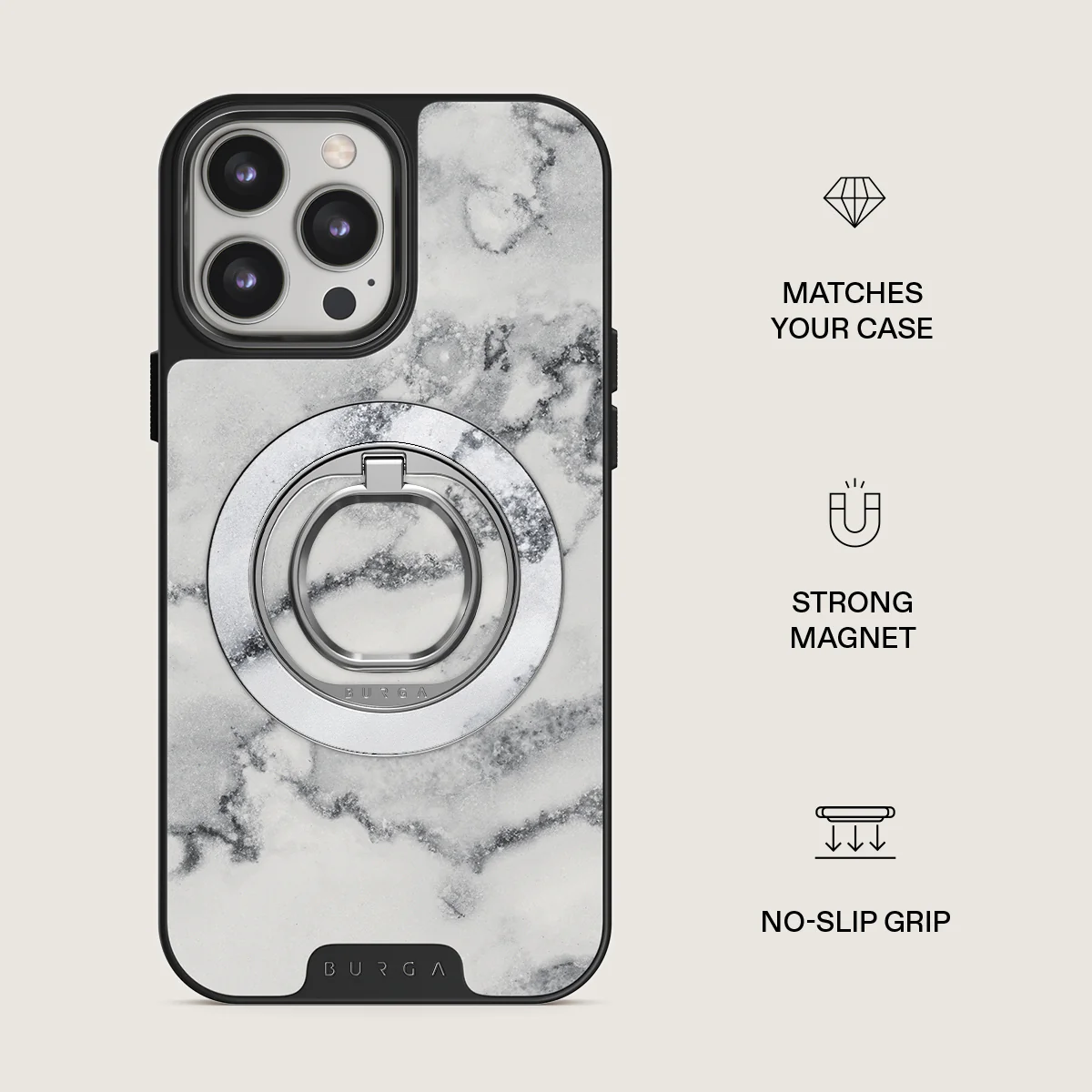 White Winter - Classy Marble Magnetic Ring Holder