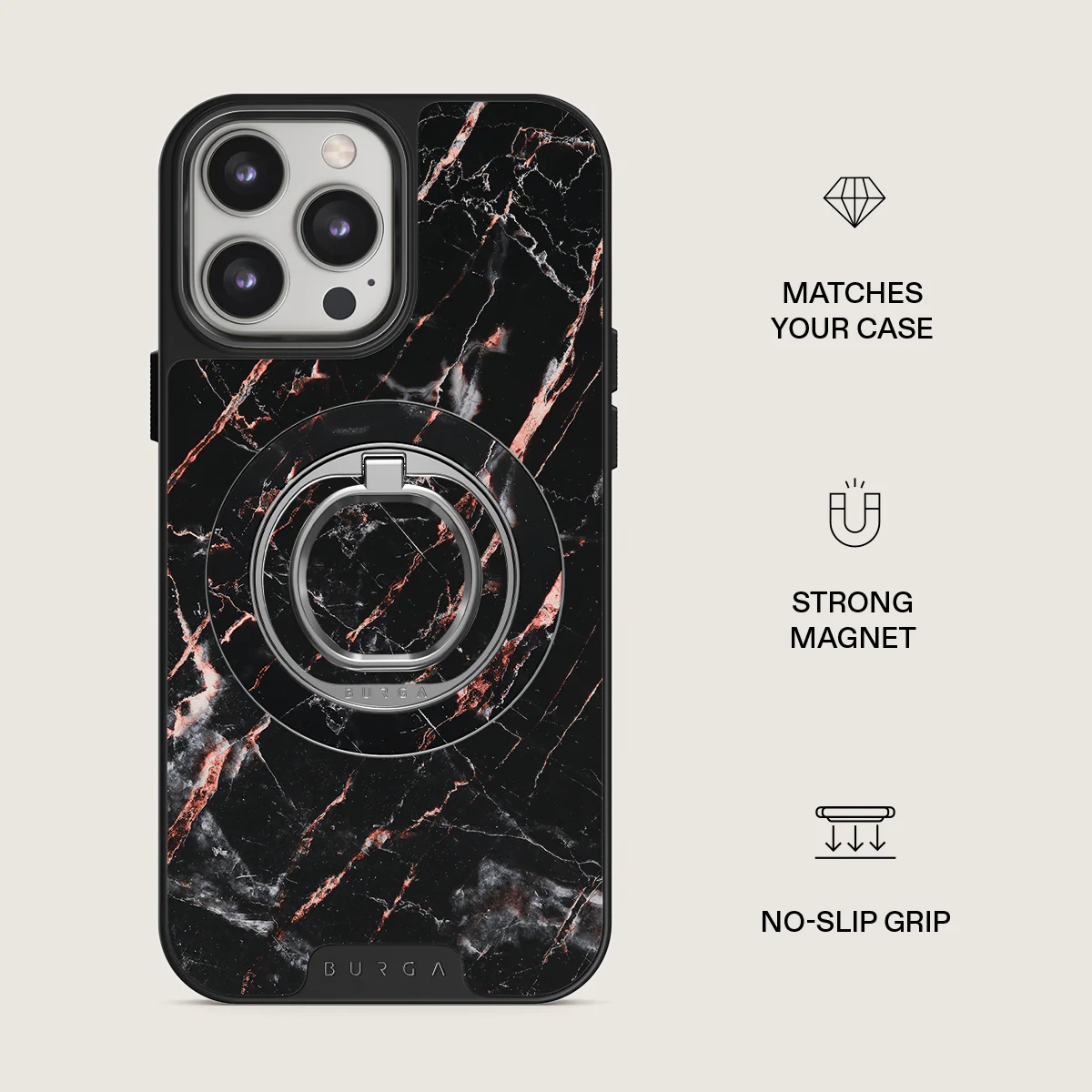 Rose Gold Marble - Magnetic Ring Holder