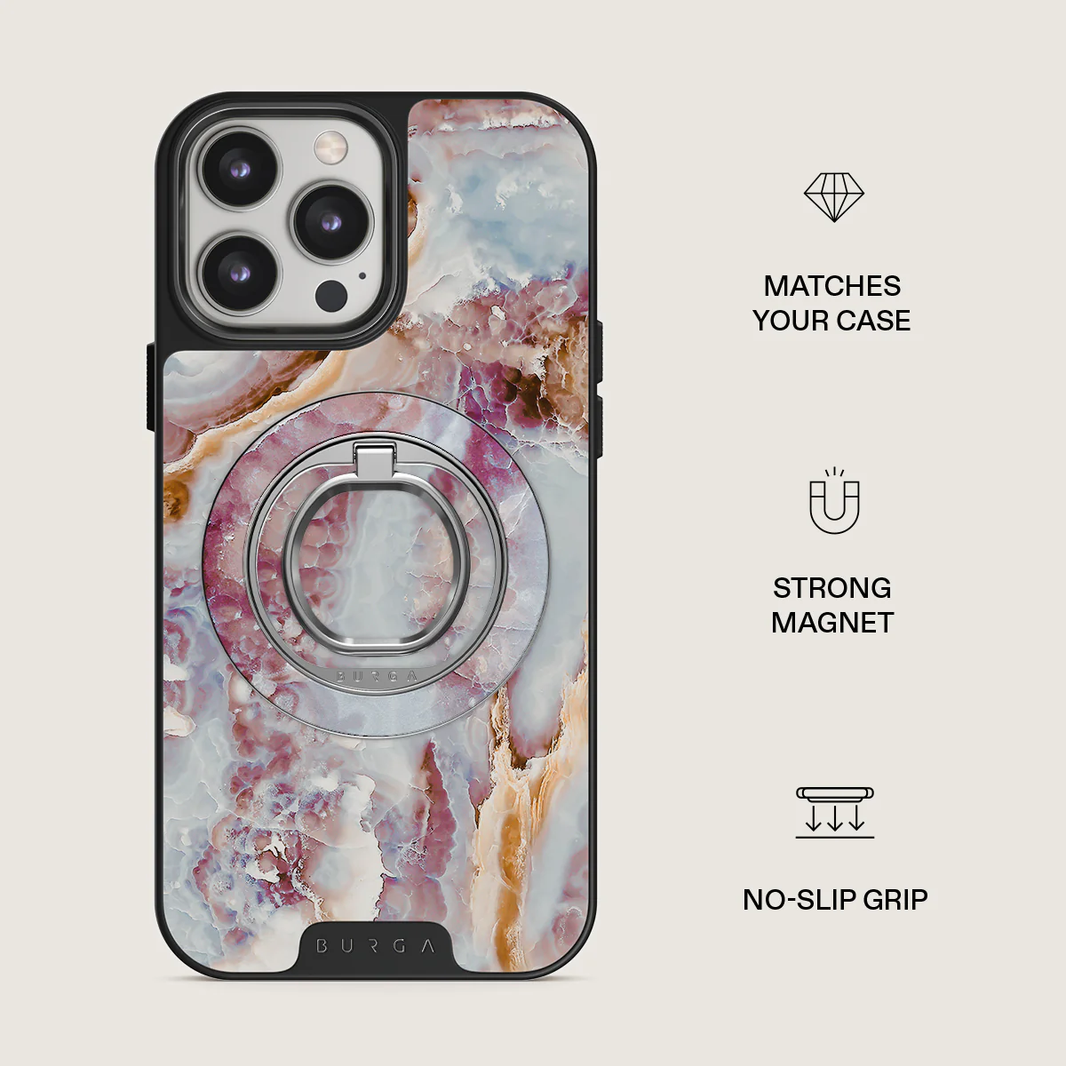 Frozen Leaves - Cute Marble Magnetic Ring Holder