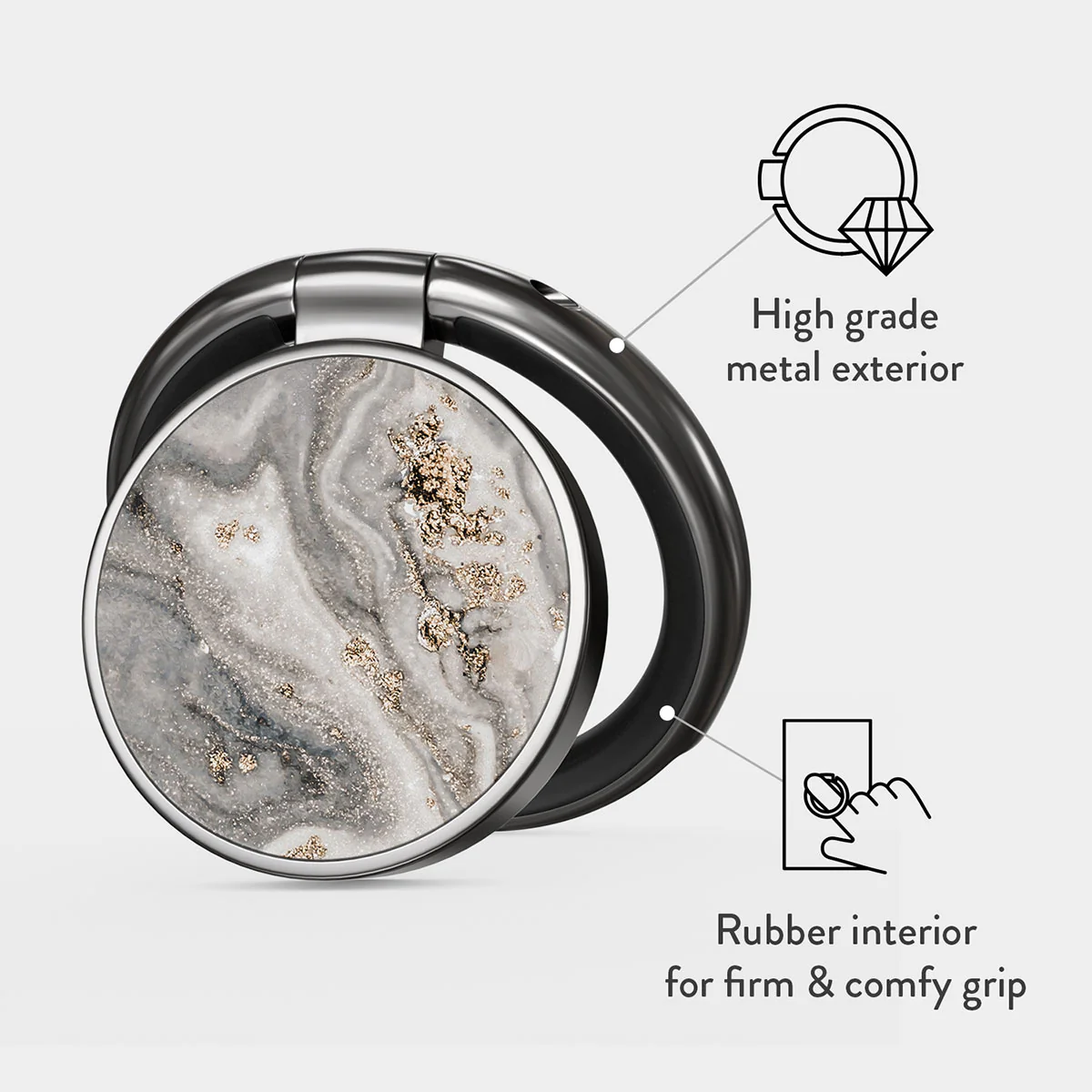 Snowstorm - Grey Marble Adhesive Ring Holder