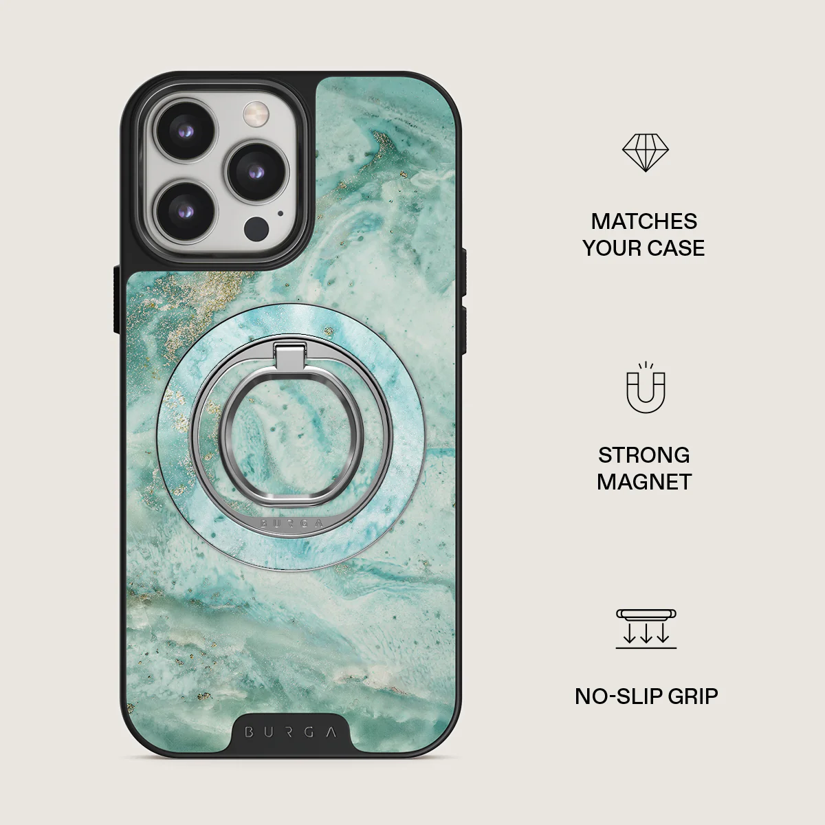 Uluwatu Waves - Teal Magnetic Ring Holder