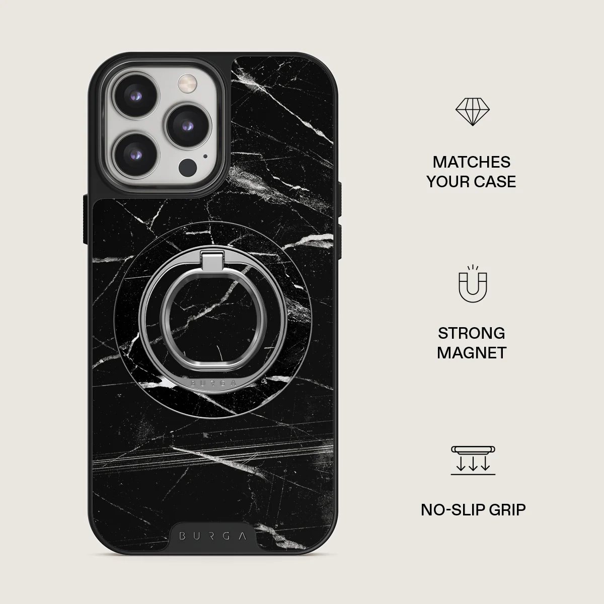 Noir Origin - Black Marble Magnetic Ring Holder